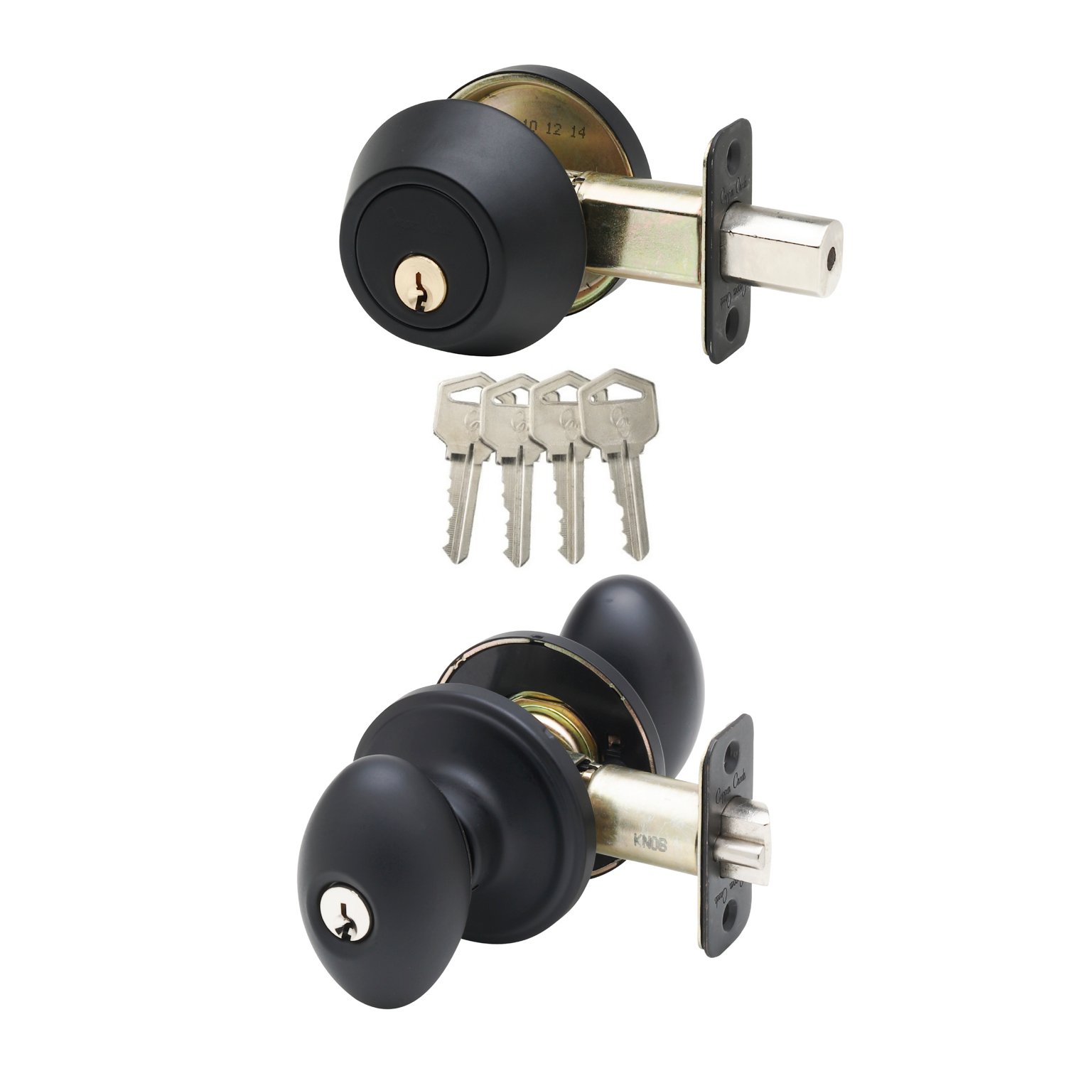 Copper Creek EKDB141BC Black Egg Door Knob with Keyed Alike Deadbolt - Secure Entry for Homes, Offices & Apartments | Durable & Stylish Hardware for Interior & Exterior Doors