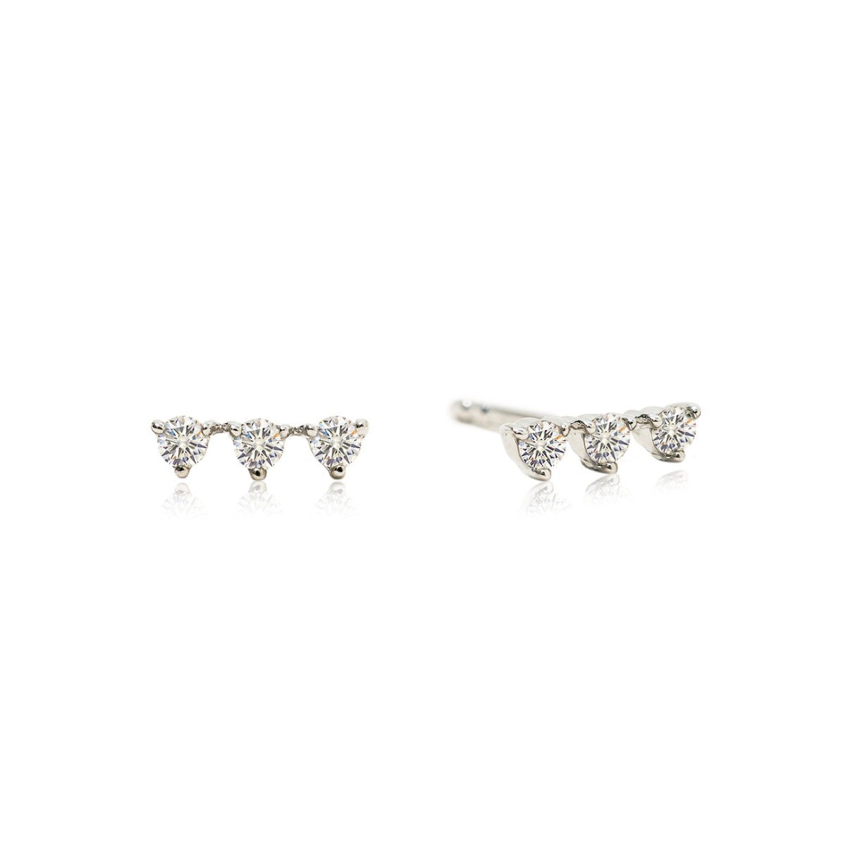 Tiny Tres Diamond Bar Studs - Elegant 14K Gold Earrings for Women | Perfect for Everyday Wear, Parties & Gifting