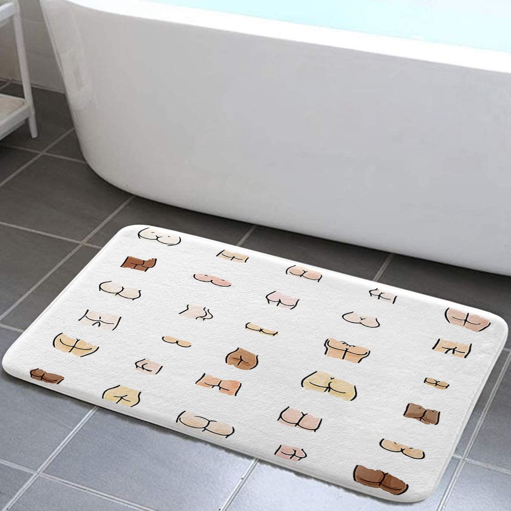 Funny Butts Bath Mat - Non-Slip Shower Rug for Bathroom & Kitchen Decor