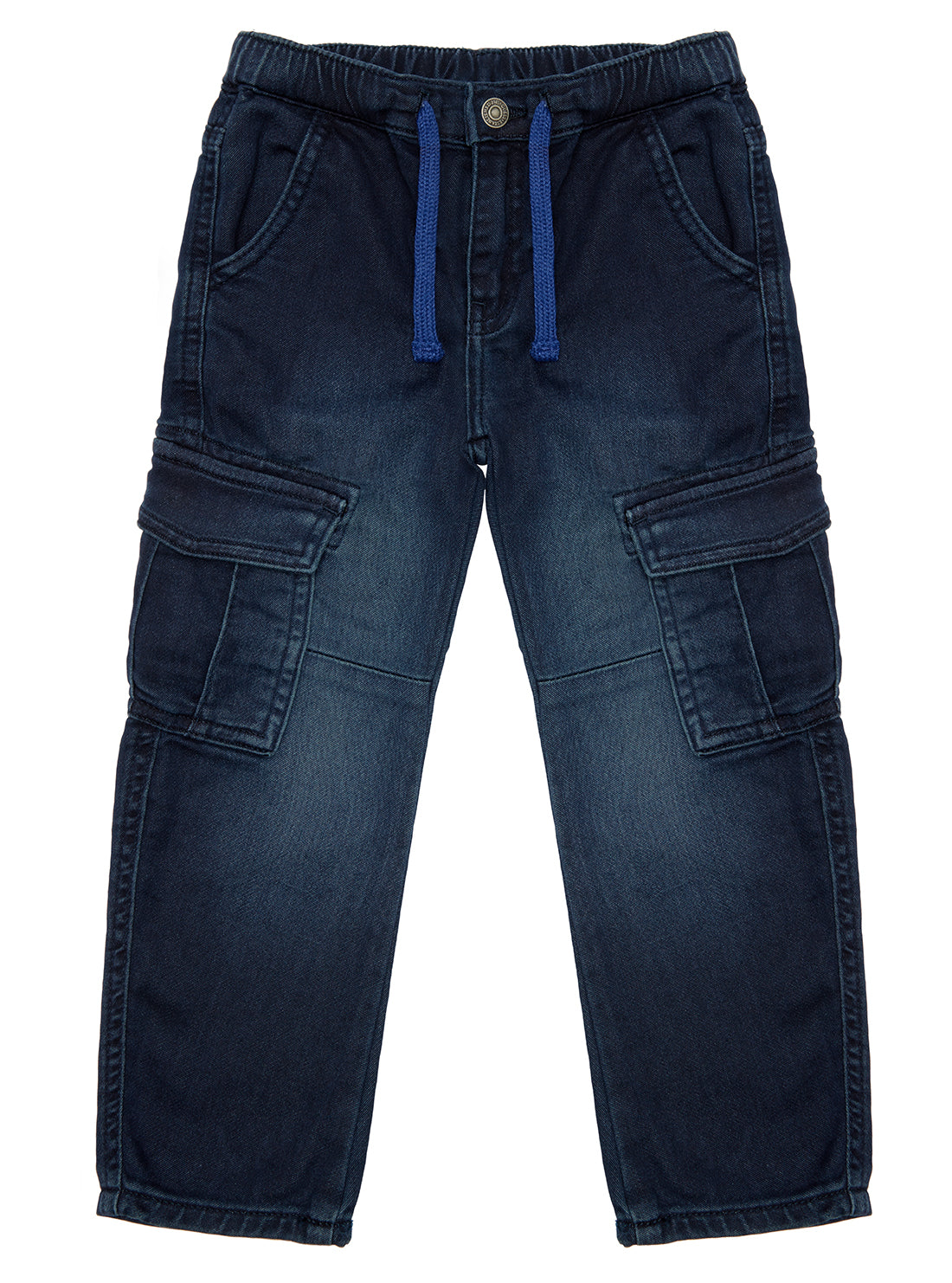 Blue Denim Cargo Pants for Men - Stretch Comfort Fit with Multiple Pockets (Size 2-7) - Perfect for Outdoor Adventures, Work & Casual Wear