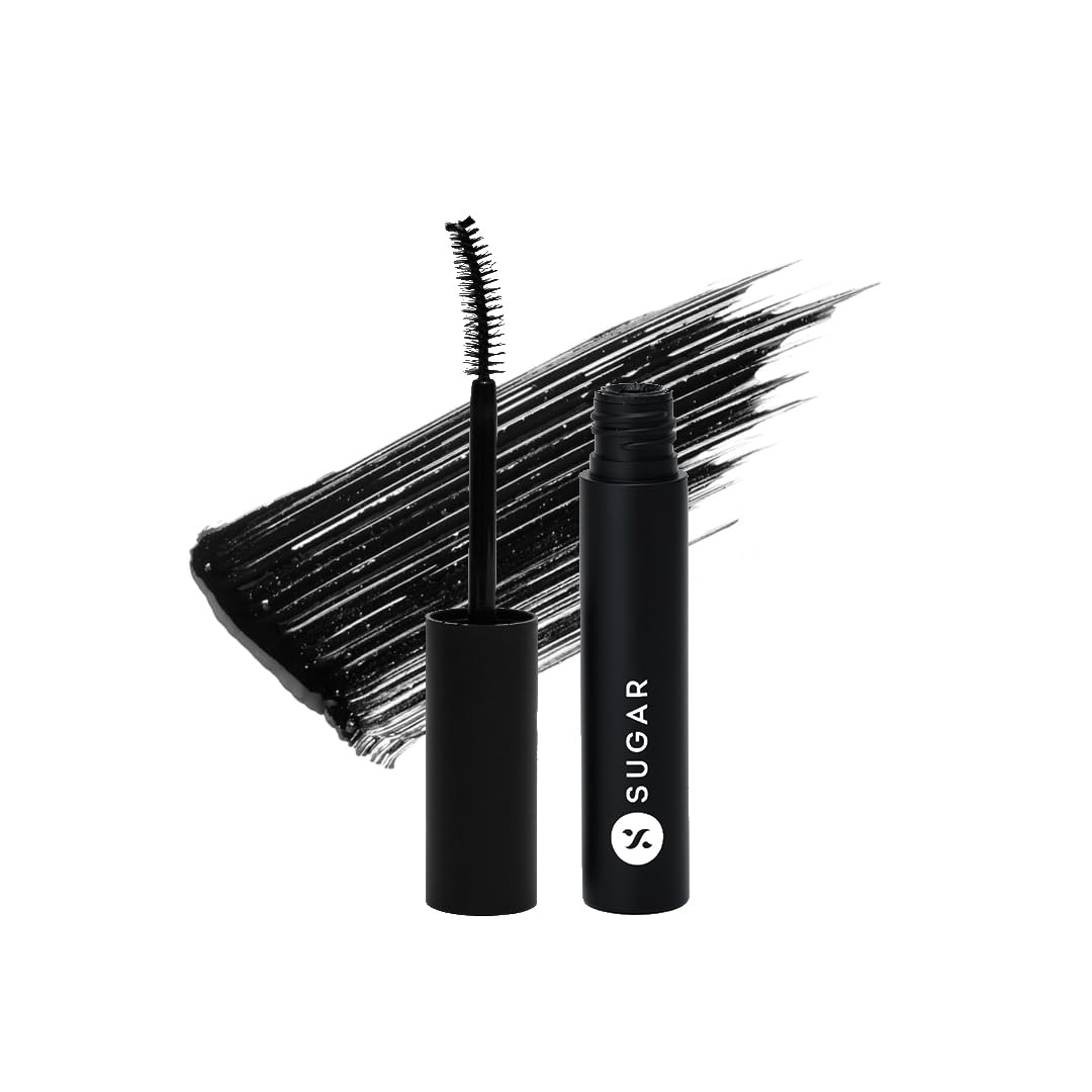 SUGAR Cosmetics Uptown Curl Lengthening Mascara - Volumizing & Smudgeproof with Lash Growth Formula | 8-Hour Wear | Lightweight Waterproof Mascara in Black Beauty (5ml) | Perfect for Day to Night Makeup & Special Occasions