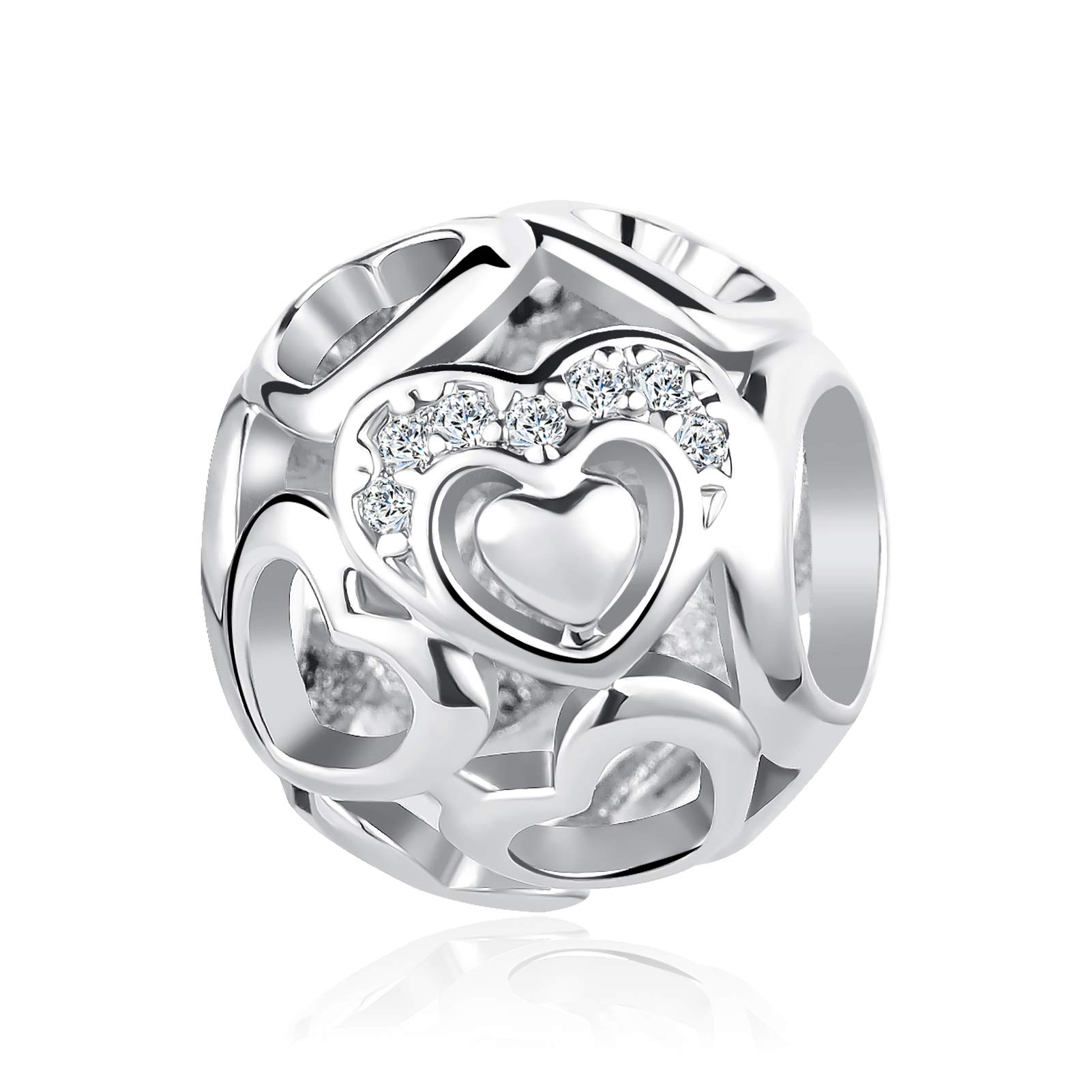DWJSu Heart Charms for Jewelry Making - Open Your Heart Pendant for Charm Bracelets & Necklaces - Perfect for Women's DIY Jewelry & Gift Giving