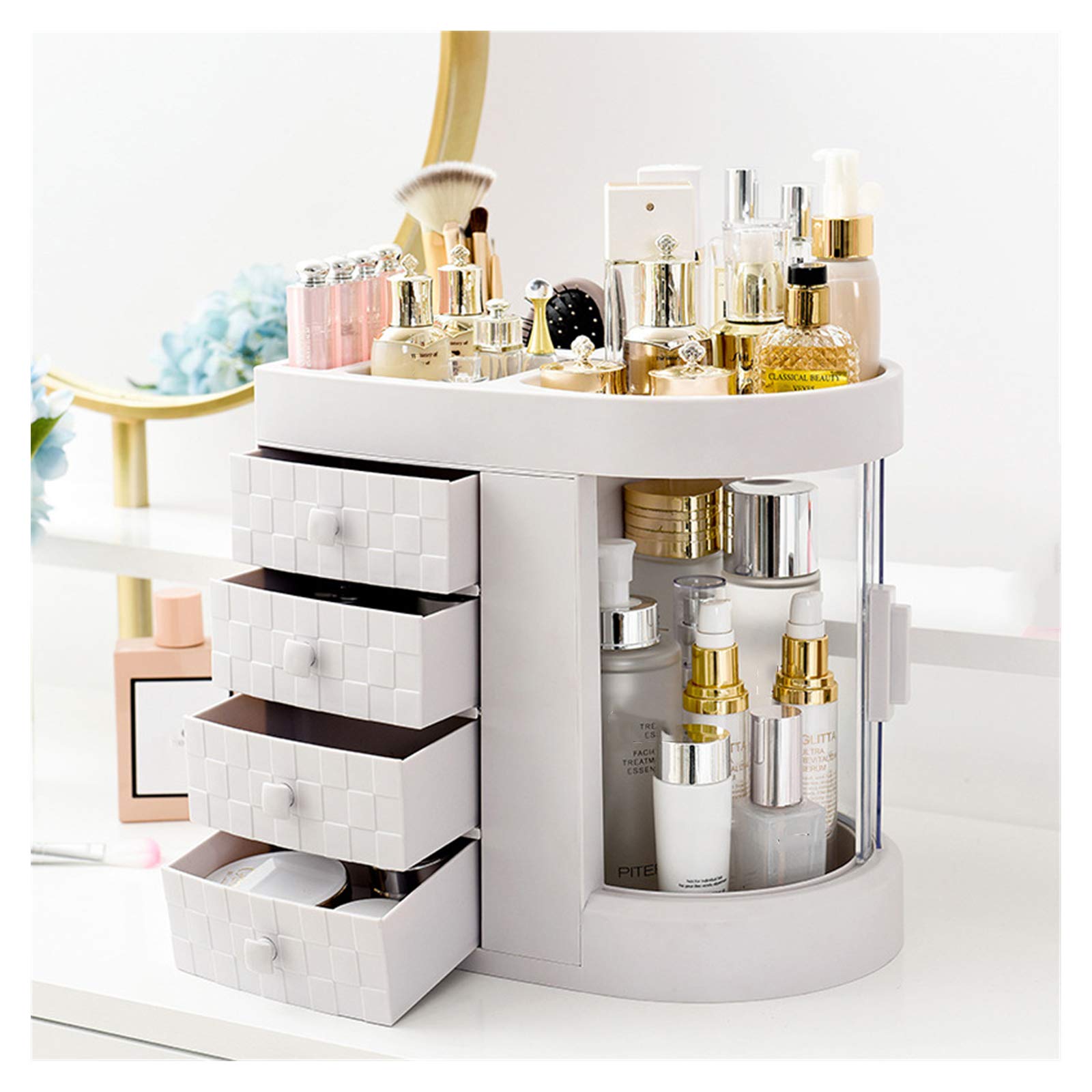 YEHEI Clear 4-Drawer Makeup Organizer for Cosmetics & Jewelry Storage | Perfect for Vanity, Bathroom & Travel Organization