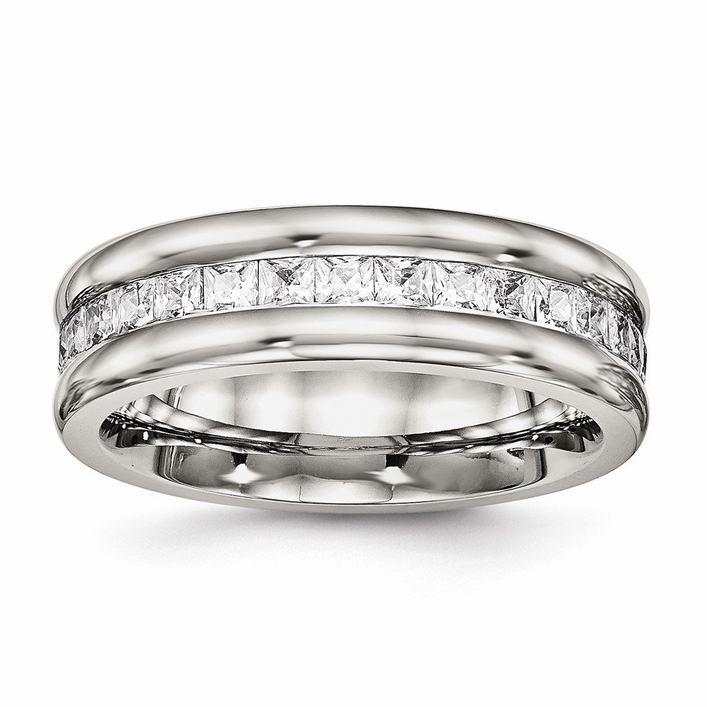 Stainless Steel Men's Wedding Band Ring with CZ Cubic Zirconia - Durable & Elegant Jewelry for Engagement, Anniversary & Everyday Wear