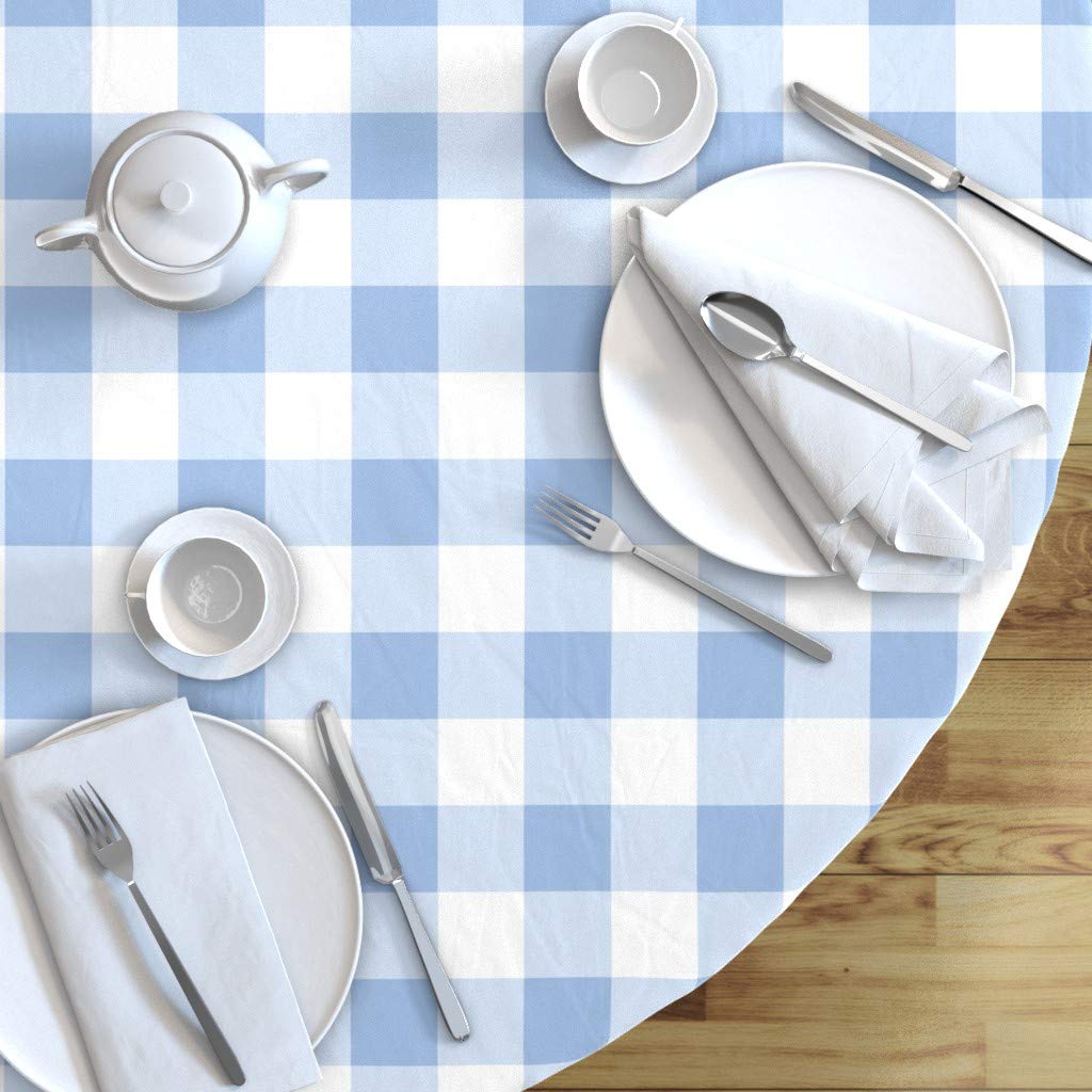 Custom Blueberry Plaid Tartan Check Cotton Sateen Tablecloth 70