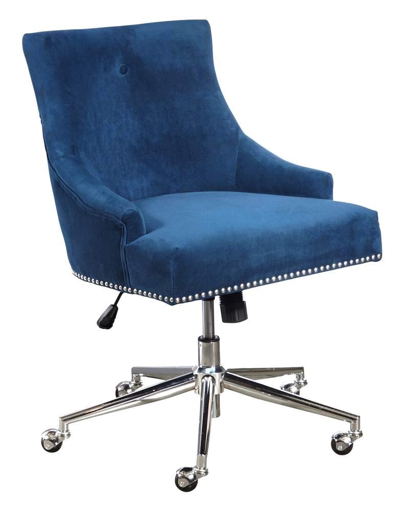 Ergonomic Navy Blue Button Back Home Office Chair - Comfortable Desk Chair for Work, Study & Gaming - Adjustable Height & Lumbar Support