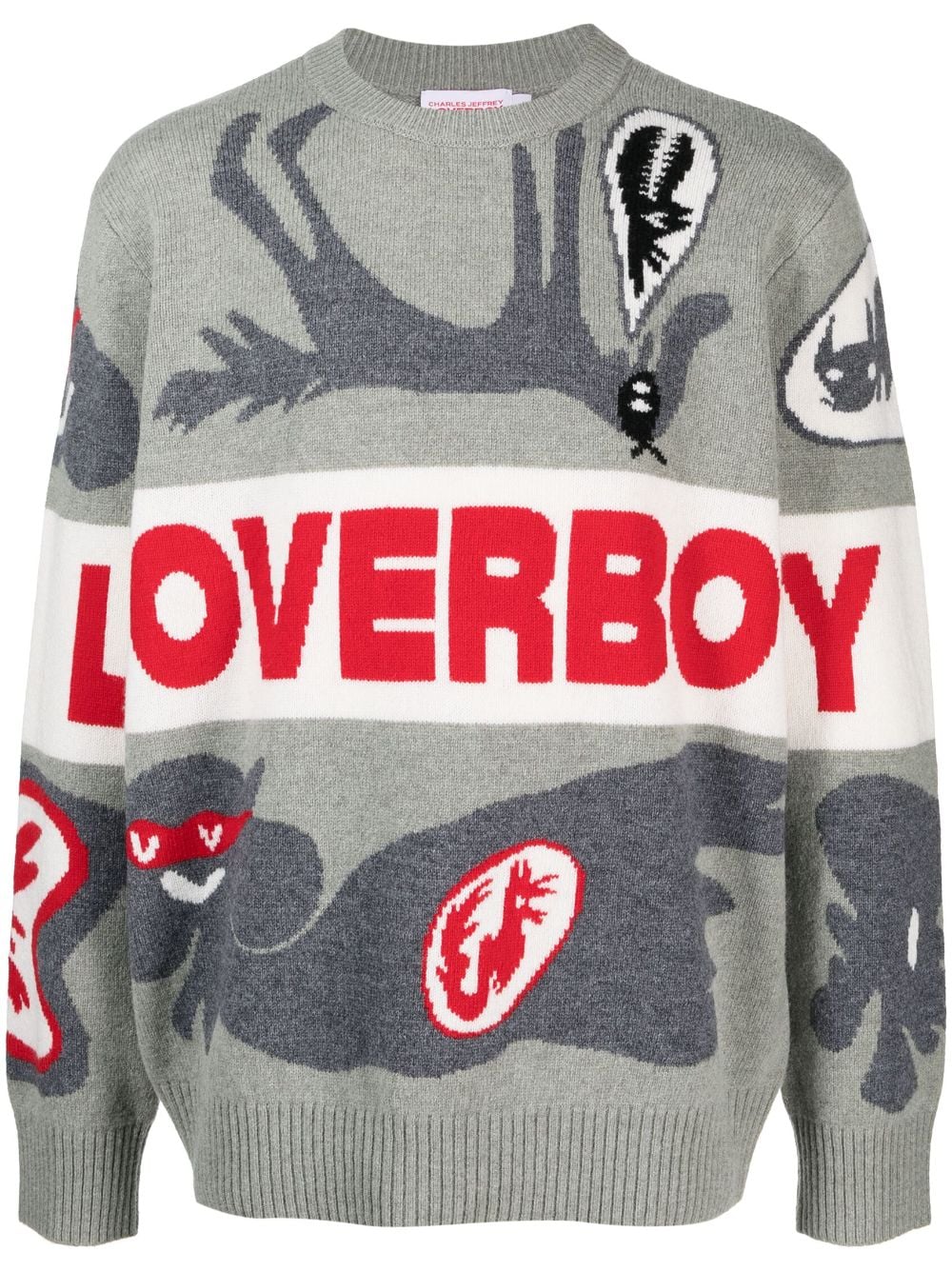 CHARLES JEFFREY LOVERBOY Grey PRE Sweater for Men - Trendy Oversized Knit Pullover for Casual Wear & Street Style Fashion