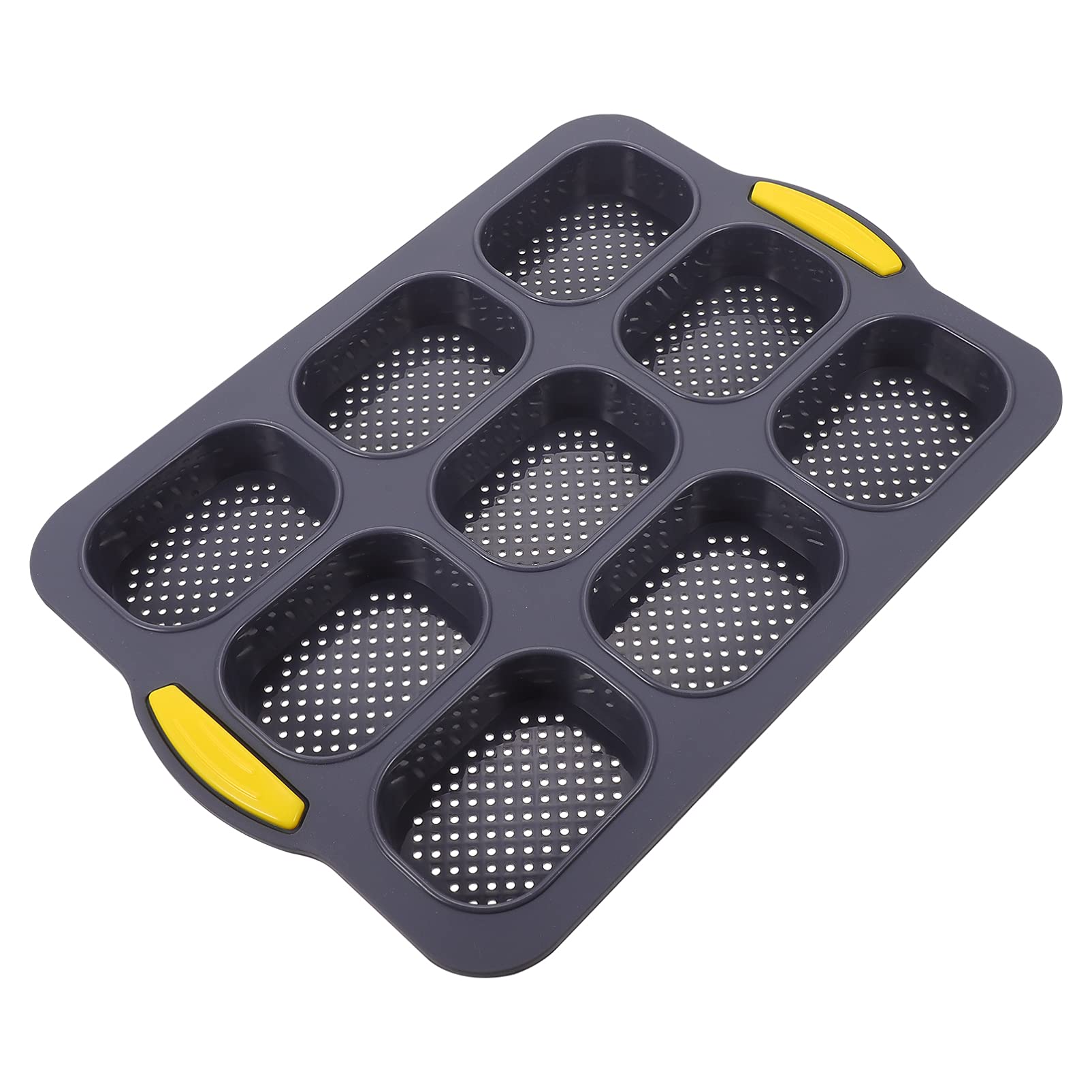 DOITOOL 9-Grid Non-Stick Silicone French Bread Baking Pan - Perforated Toast Mold for Homemade Baguettes, Rolls & Pastries | Perfect for Baking, Toasting & Meal Prep (Black)