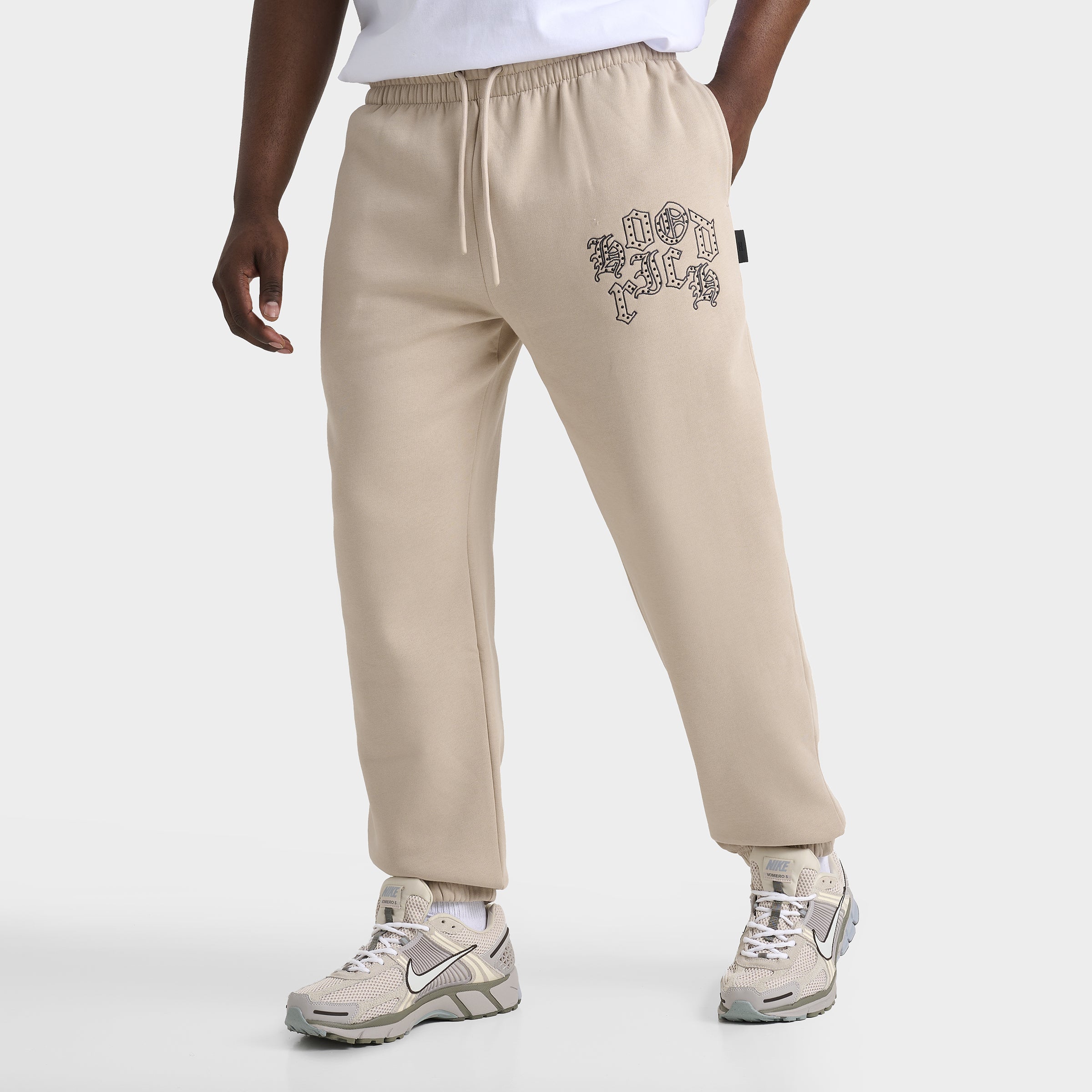 Hoodrich Crown Oversized Joggers for Men - Oxford Tan & Asphalt Black | Comfortable Jogging Pants with Elastic Waist | Perfect for Gym, Running, Lounge & Streetwear Fashion