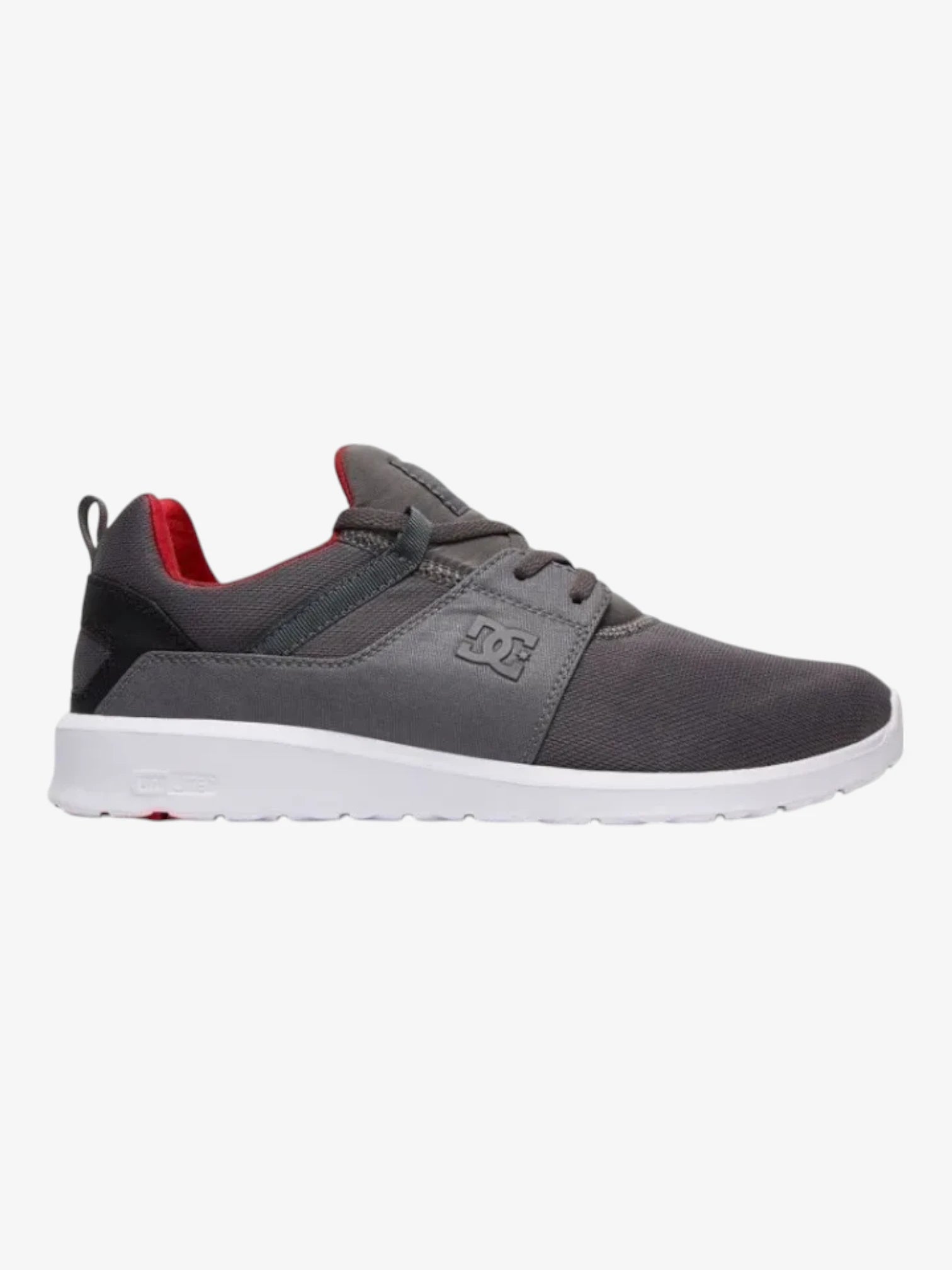 DC Heathrow Skate Shoes for Men - Grey & Red Sneakers for Casual Wear, Street Style & Skateboarding