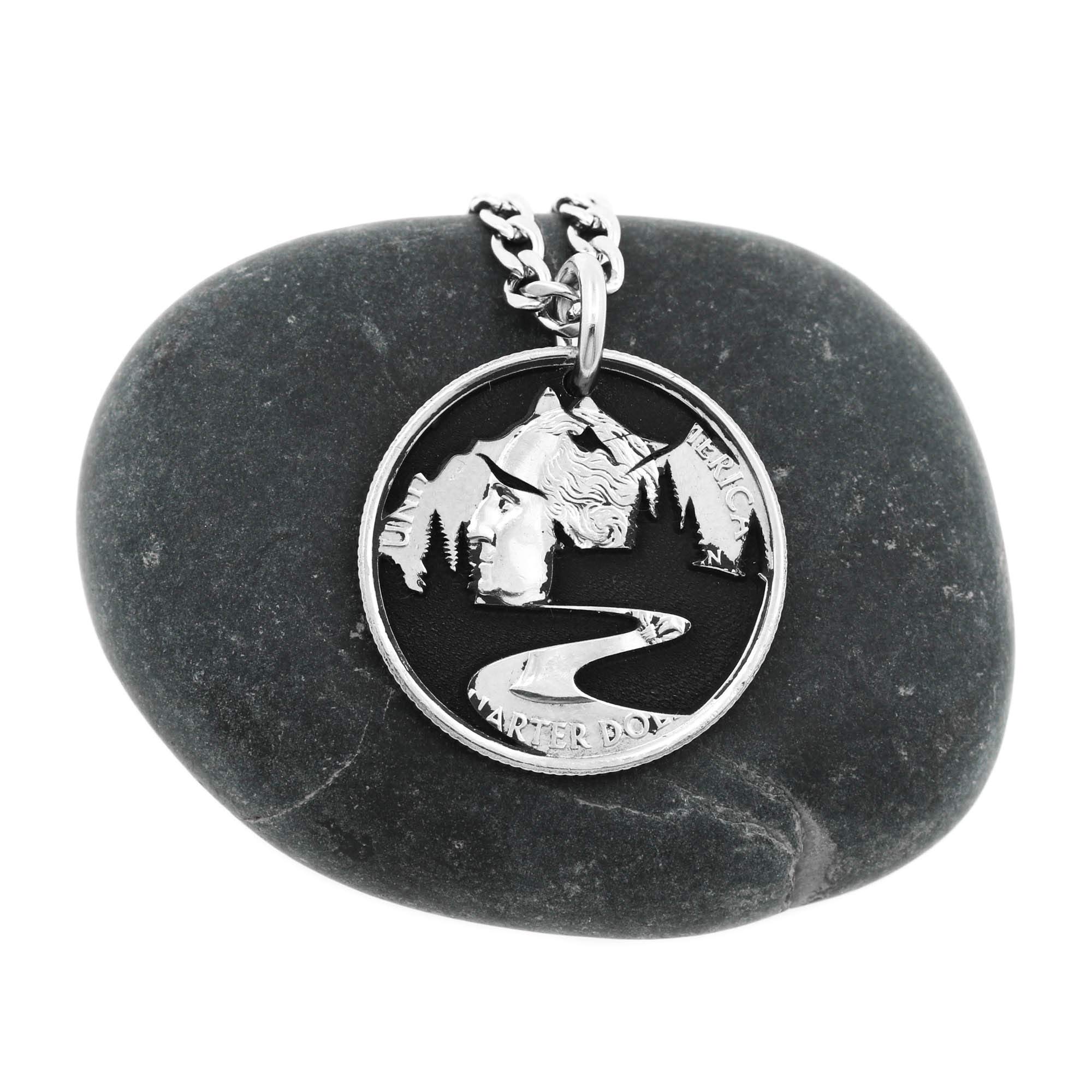 NameCoins Trail Necklace - Handcrafted Mountain Hiking Jewelry with Hand Cut Coin Design for Outdoor Adventures & Nature Lovers | Perfect for Hiking, Camping & Travel Gifts