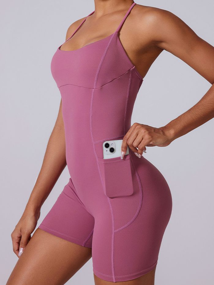 ZASUWA Women's Sexy Cross Back Hollow Out Elastic Bodycon Romper Jumpsuit - Perfect for Night Out, Party, and Summer Vacation