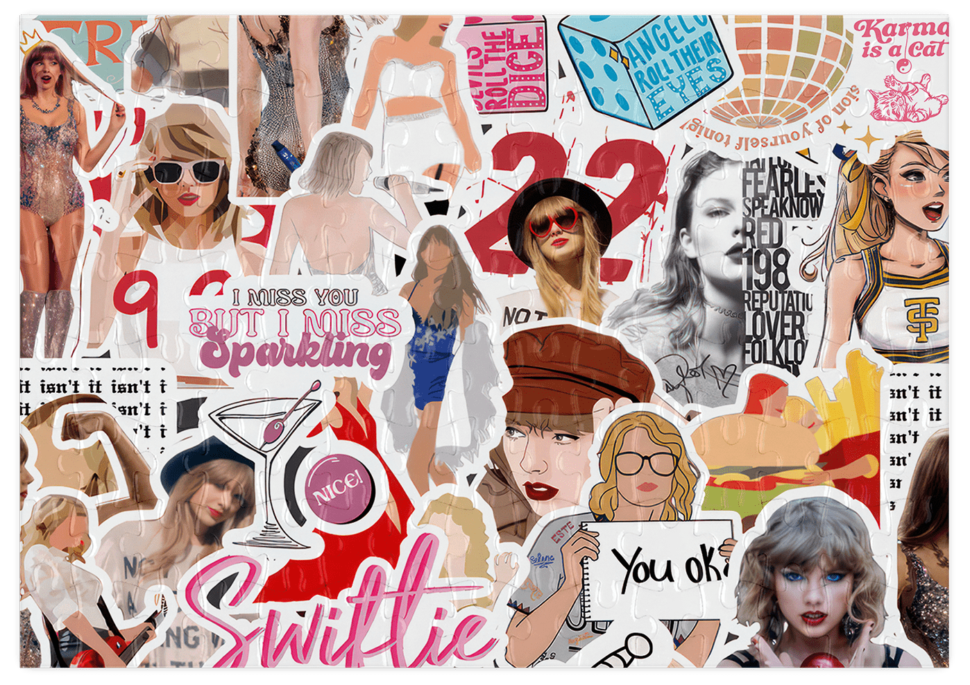 Taylor Swift Sticker Collage Jigsaw Puzzle - 120 Piece Pop Art Puzzle with Collectible Tin Box - Perfect for Swifties, Home Decor & Gift Giving