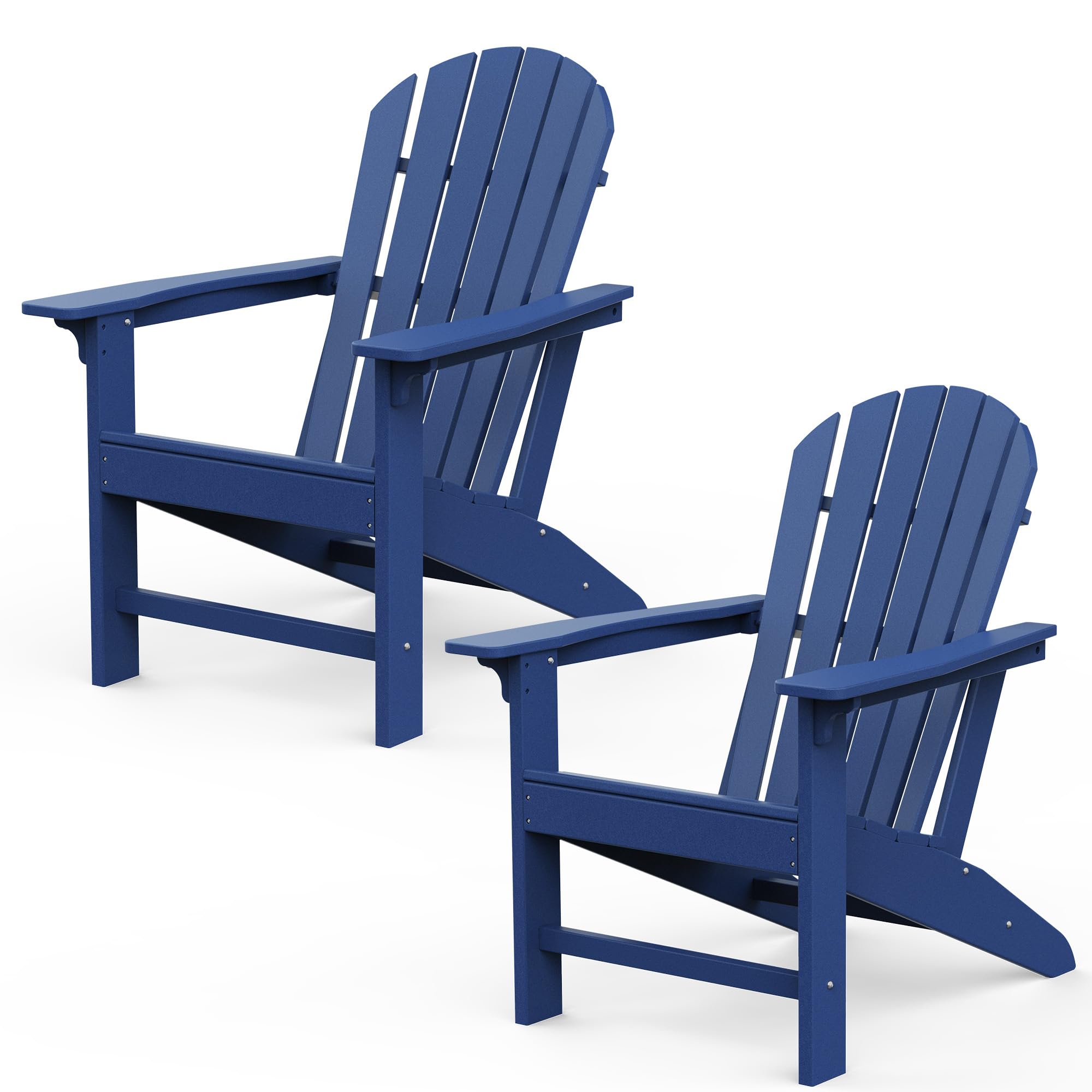 Adirondack Chair Set of 2 - Heavy Duty HDPE All-Weather Outdoor Patio Chairs 380 lbs Capacity - Navy Blue Plastic Lawn Chairs for Backyard, Garden, Deck, Poolside & Fire Pit Relaxation | Perfect for Outdoor Lounging, Sunbathing & Entertaining