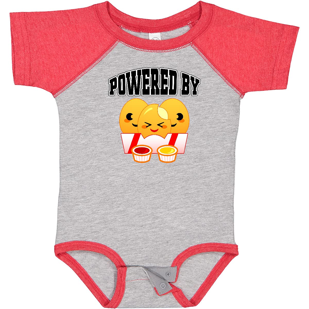 Inktastic Powered by Chicken Nuggets Baby Bodysuit - Cute & Comfortable Infant Onesie for Boys & Girls | Perfect for Playtime, Daycare & Family Photos