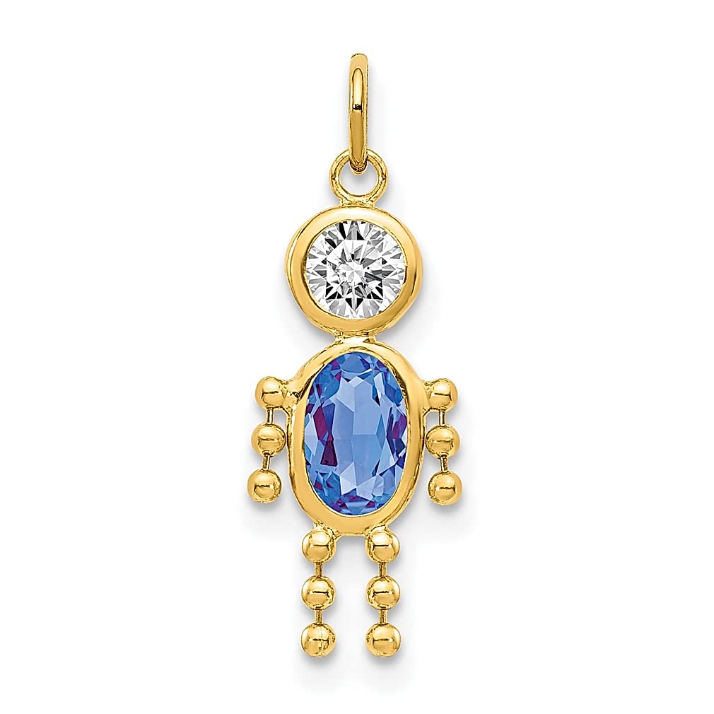 10k Yellow Gold September Birthstone Charm Necklace for Boys - Kids Fine Jewelry Pendant Gift for Women & Her - Perfect for Birthdays, Baby Showers & Special Occasions