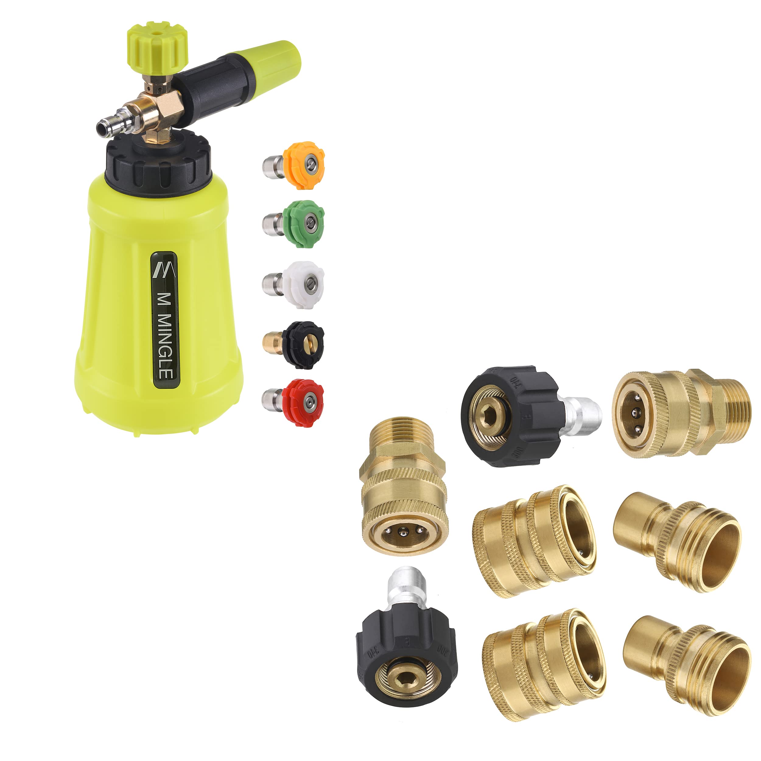 M MINGLE Foam Cannon for Pressure Washer - High Pressure Washer Adapter Set with 1/4