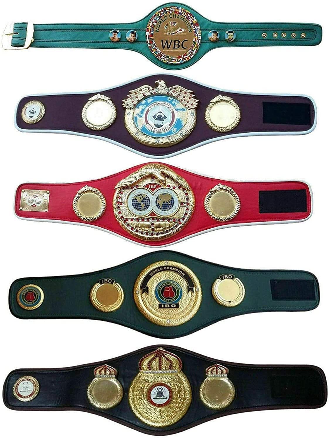 Mini Replica Boxing Championship Belts Set - WBC WBA WBO IBF IBO Titles | Perfect for Boxing Fans, Collectors, and Sports Memorabilia Displays