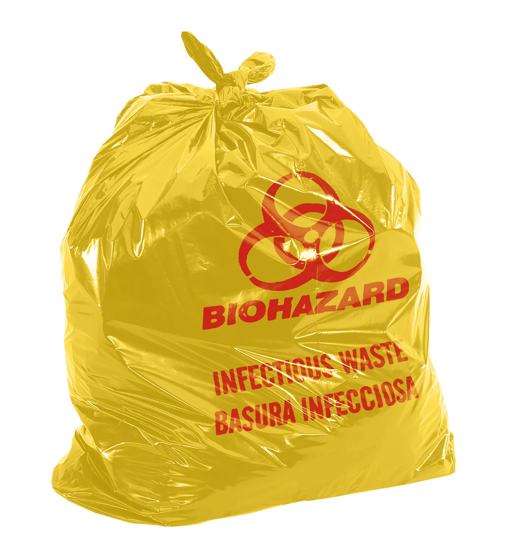 APQ Yellow Disposable Biohazard Bags 37x50 Inches - 25 Pack Water-Resistant Polyethylene Medical Waste Bags with Red Biohazard Symbol, 1.3 Mil Thickness for Hospitals, Clinics & Labs | OSHA Compliant Hazardous Waste Disposal Solution