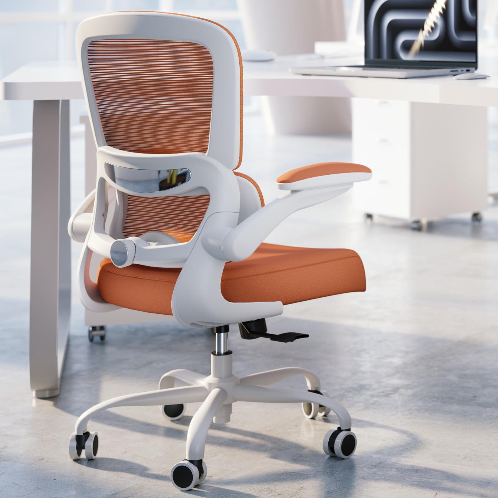 Ergonomic Office Chair with Adjustable Lumbar Support - Mesh Computer Desk Chair for Home & Executive Office - Comfortable Adjustable Height Swivel Task Chair (Orange) - Perfect for Long Work Hours, Gaming & Remote Work Setup