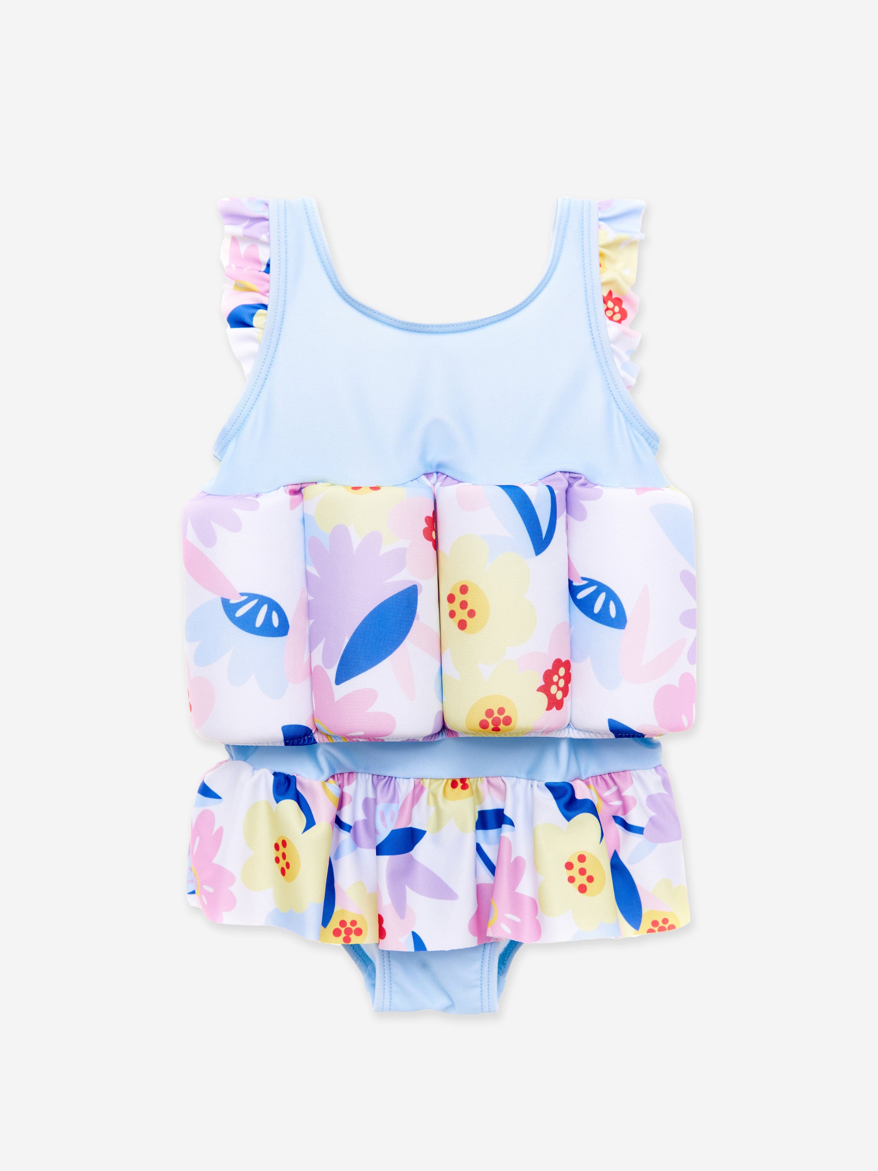 UPF50+ Baby Girls Floral Float Suit - White | Sun Protection Swimwear for Toddlers & Infants | Perfect for Pool, Beach & Summer Water Activities