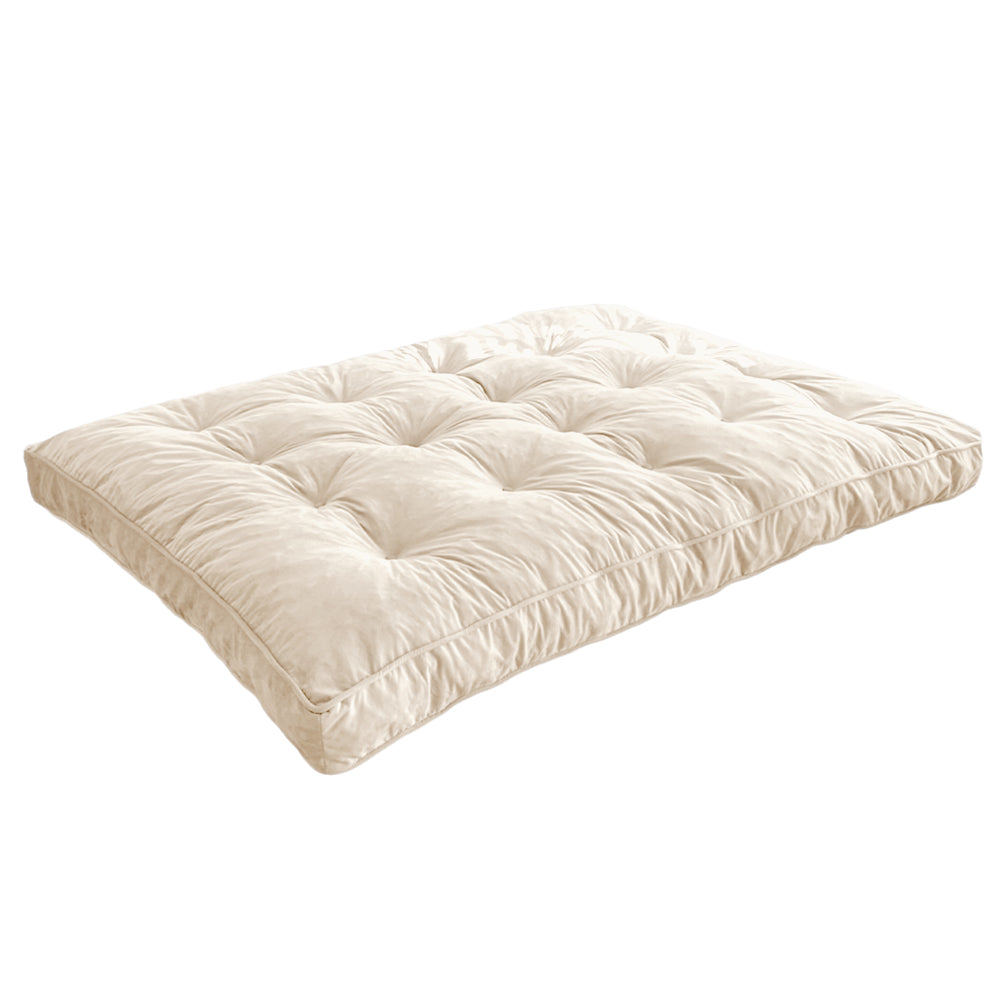 MAXYOYO 6-Inch Thick Velvet Futon Mattress for Sofa Couch Bed - Beige | Comfortable Sleeping & Lounging for Adults | Perfect for Guest Rooms, Small Apartments & Dorm Rooms