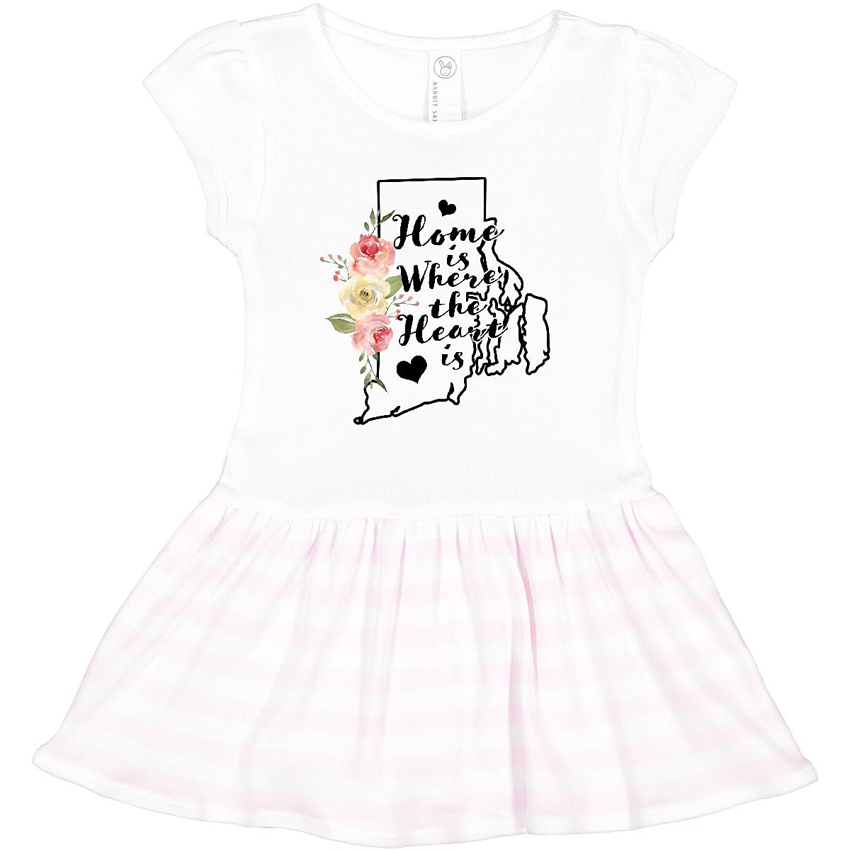 Inktastic Rhode Island Home is Where The Heart is Watercolor Print Toddler Dress - Cute Casual Outfit for Girls, Perfect for Family Photos, Playdates & Special Occasions
