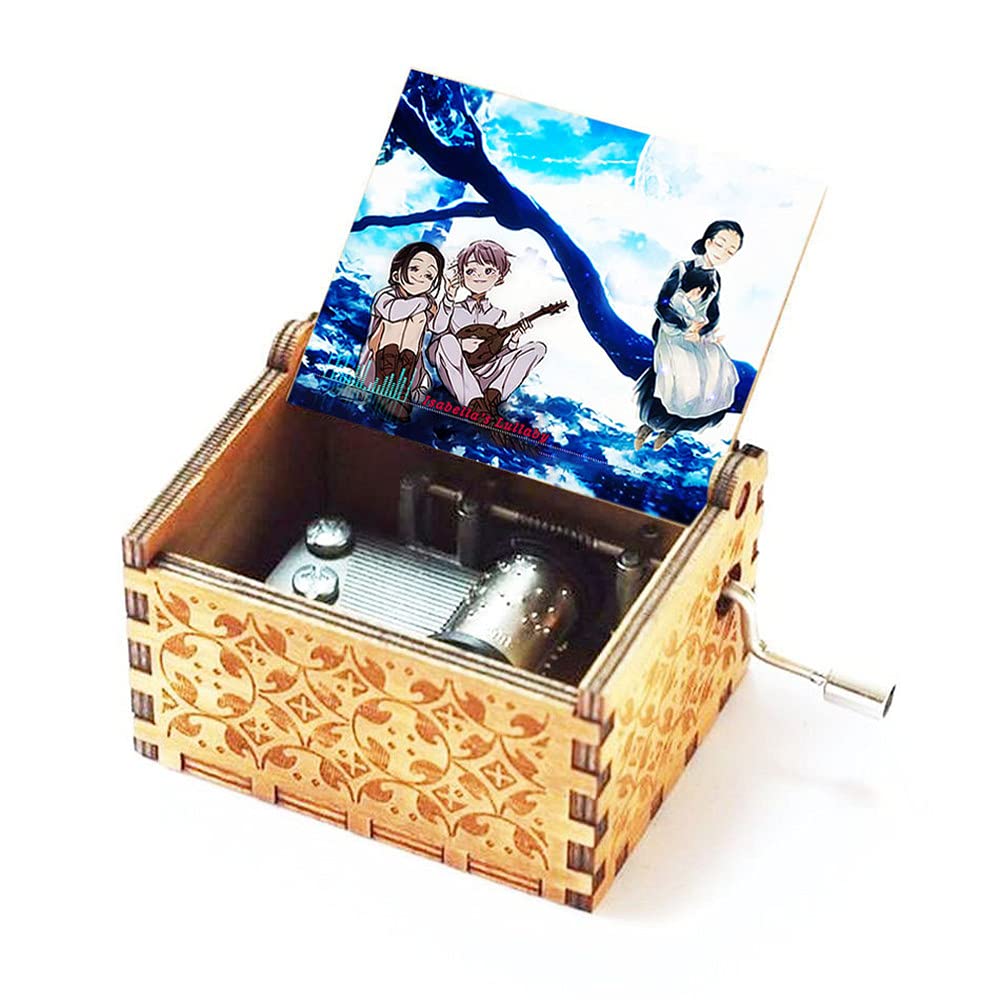 Cuzit Neverland Isabella The Promised Music Box - Hand Crank Wooden Musical Box with Color Printing (Blue) - Perfect for Disney TPN Fans, Collectors, and Gift Giving