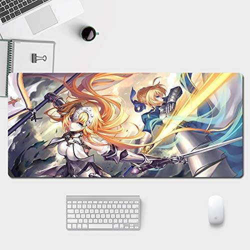 Fate/Stay Night Arturia Pendragon Saber & Joan of Arc Anime Mouse Pad - 800x400mm/900x400mm Large Gaming & Office Desk Mat - Durable Non-Slip Surface for PC, Laptop, Home & Work - Perfect Gift for Anime Fans & Birthday Present