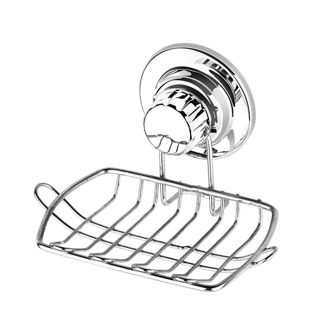 Stainless Steel Soap Dish with Vacuum Suction - Rustproof Soap Holder for Shower, Bathroom & Kitchen - Perfect for Sponges, Bar Soaps & Liquid Soap Bottles (Small Size) - Ideal for Bath, Shower, Sink & Countertop Organization