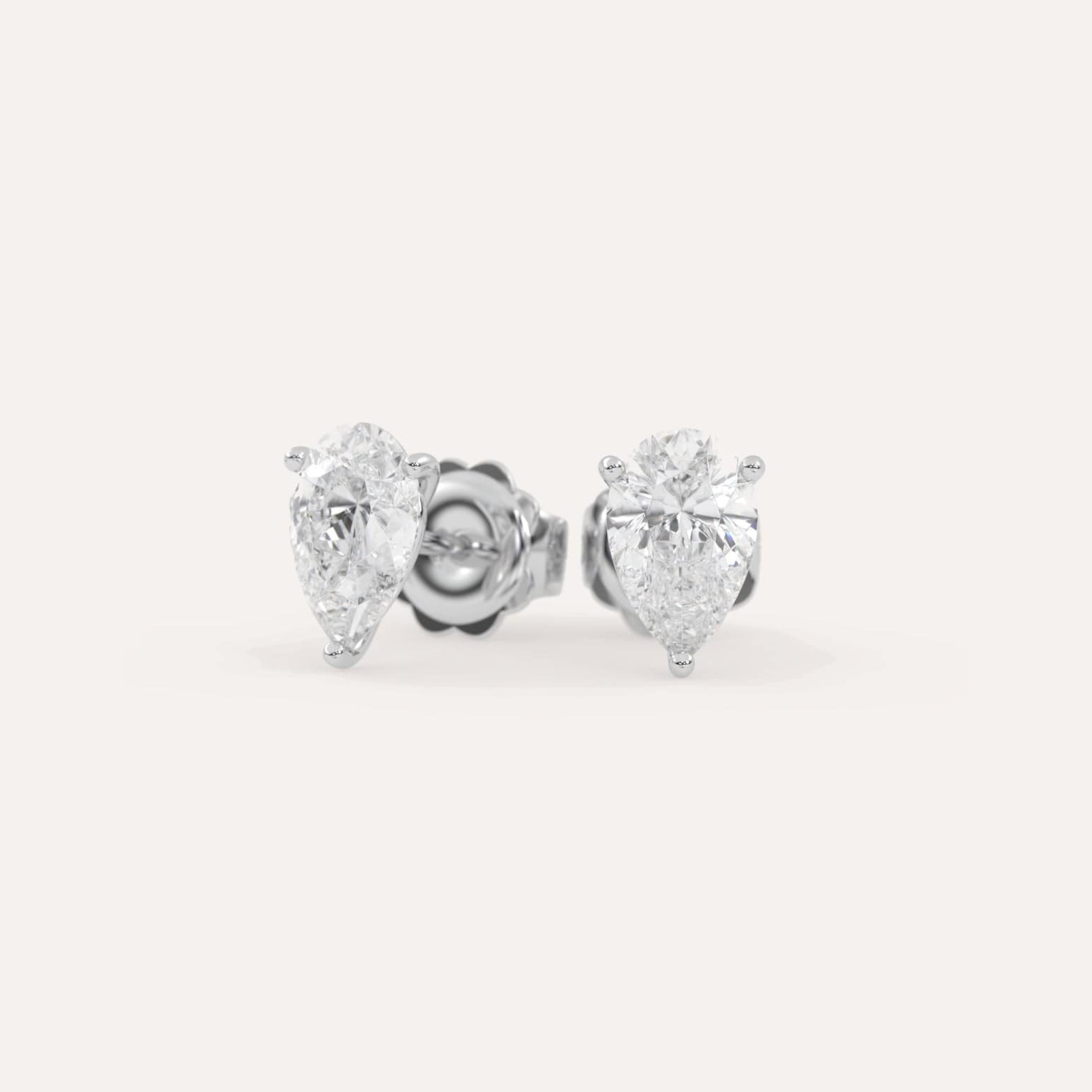 2 Carat Pear Diamond Stud Earrings - 14K White Gold Dangle Earrings for Women, Perfect for Weddings, Anniversaries & Special Occasions