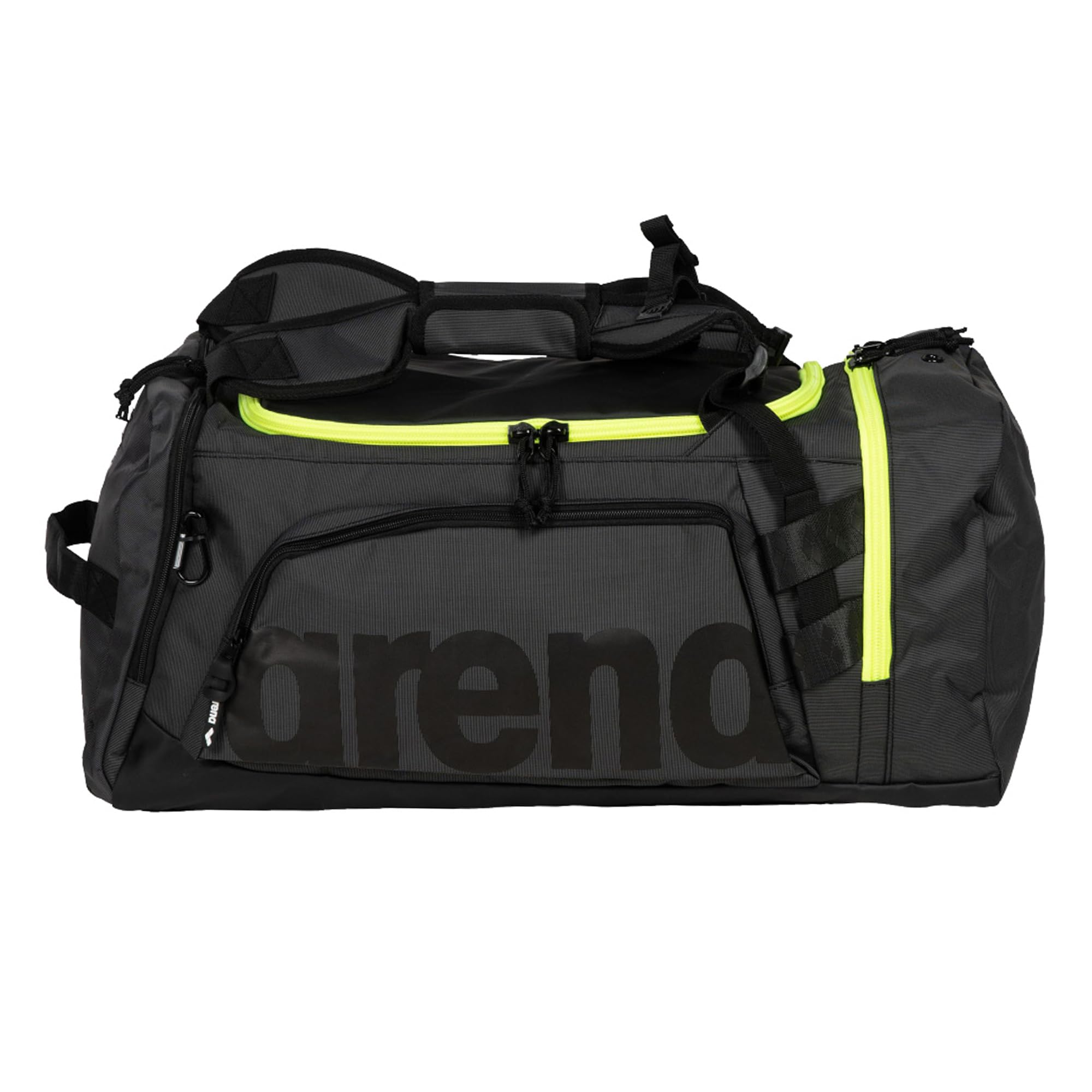 **ARENA Unisex Fast Multi-Functional Backpack - Duffle & Shoulder Bag for Gym, Sports, Travel - 55L Dark Smoke/Neon Yellow - Perfect for Athletes, Workout, Weekend Trips & Overnight Stays**