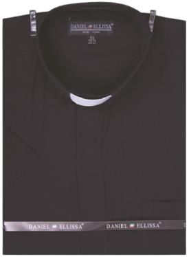 Daniel Ellissa DS3007RS Black Clergy Short Sleeve Shirt for Men - Comfortable Church Attire & Formal Office Wear
