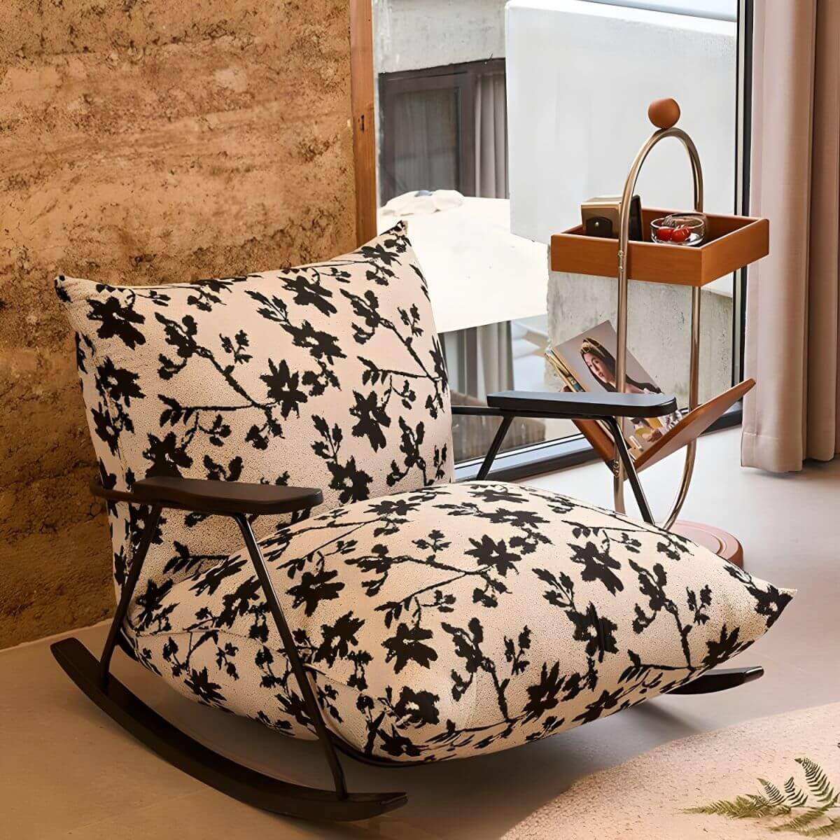 Modern Indoor Rocking Chair with Comfortable Pillow Back, Sturdy Track Arms & Black Legs - Perfect for Living Room, Nursery & Relaxation Spaces