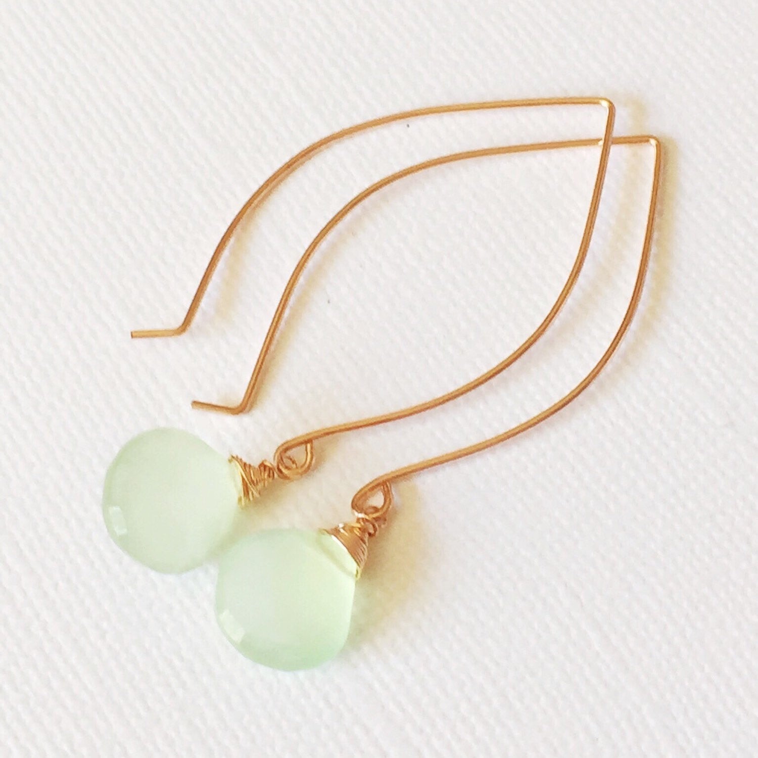 Kalena Earrings - Genuine Mint Chalcedony Gemstone Jewelry (E200) | Elegant Dangle Earrings for Women, Perfect for Parties, Weddings & Everyday Wear