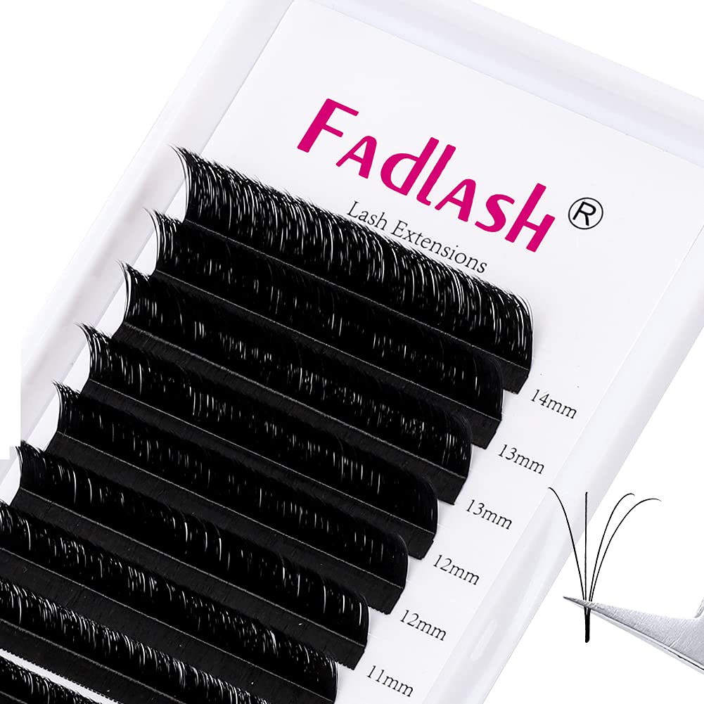 L Curl 0.03mm Self-Fanning Eyelash Extensions - Easy Volume Lashes for Blooming Mega Volume (8-14mm Mixed Tray) | Perfect for Professional Lash Artists & DIY Home Use