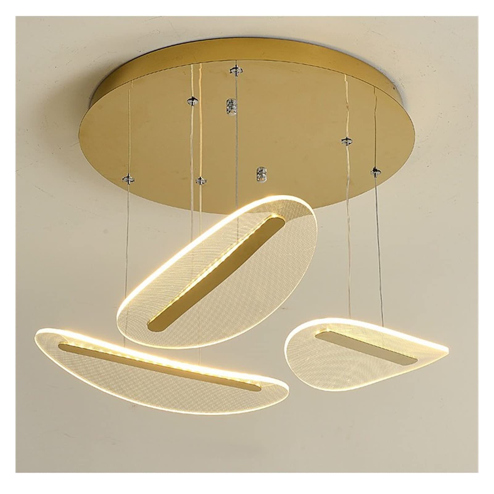 Modern LED Chandelier Light - Golden Multi-Head Acrylic Lampshade for Living Room, Dining Room, Bedroom & Hallway | Energy-Efficient Ceiling Fixture for Homes, Duplex & Villa Lighting Decor