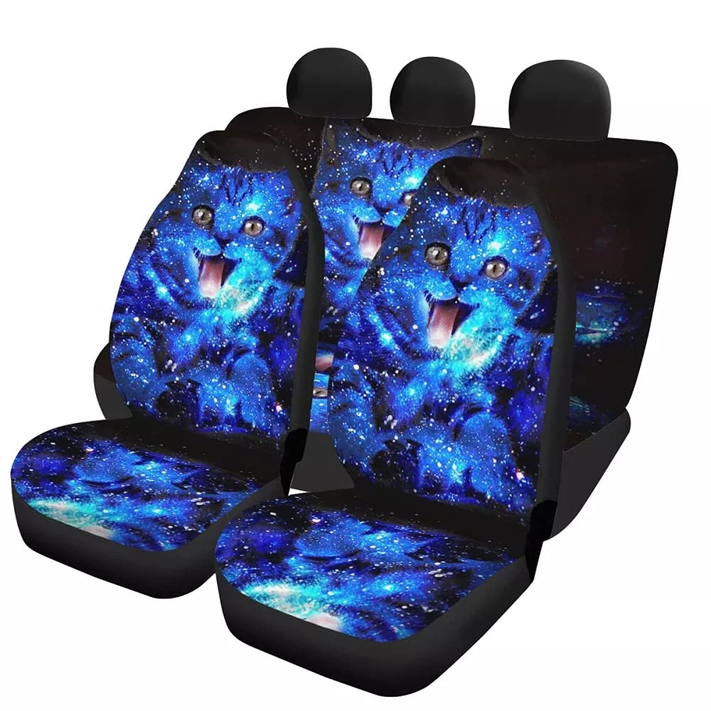 Premium Galaxy Cat Car Seat Covers Set - Soft Saddle Blanket Style Car Seat Protectors for Pets & Decor (2-Piece) | Perfect for Road Trips, Daily Commutes & Pet-Friendly Vehicles