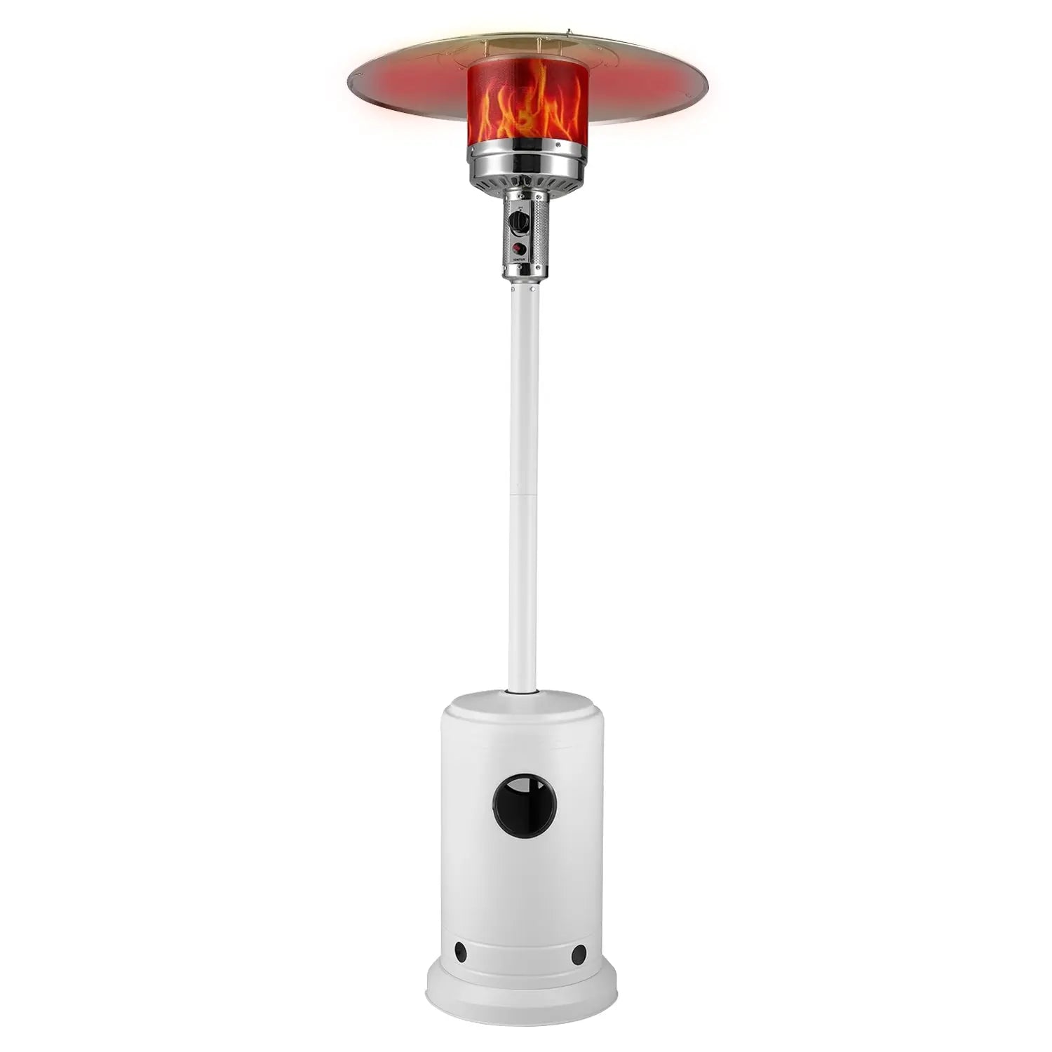 67132 Matte White Finish Patio Heater with Wheels - 46,000 BTU Outdoor Propane Heater with Electronic Ignition - Portable Patio Heater for Backyard, Deck, Garden, and Outdoor Dining Areas