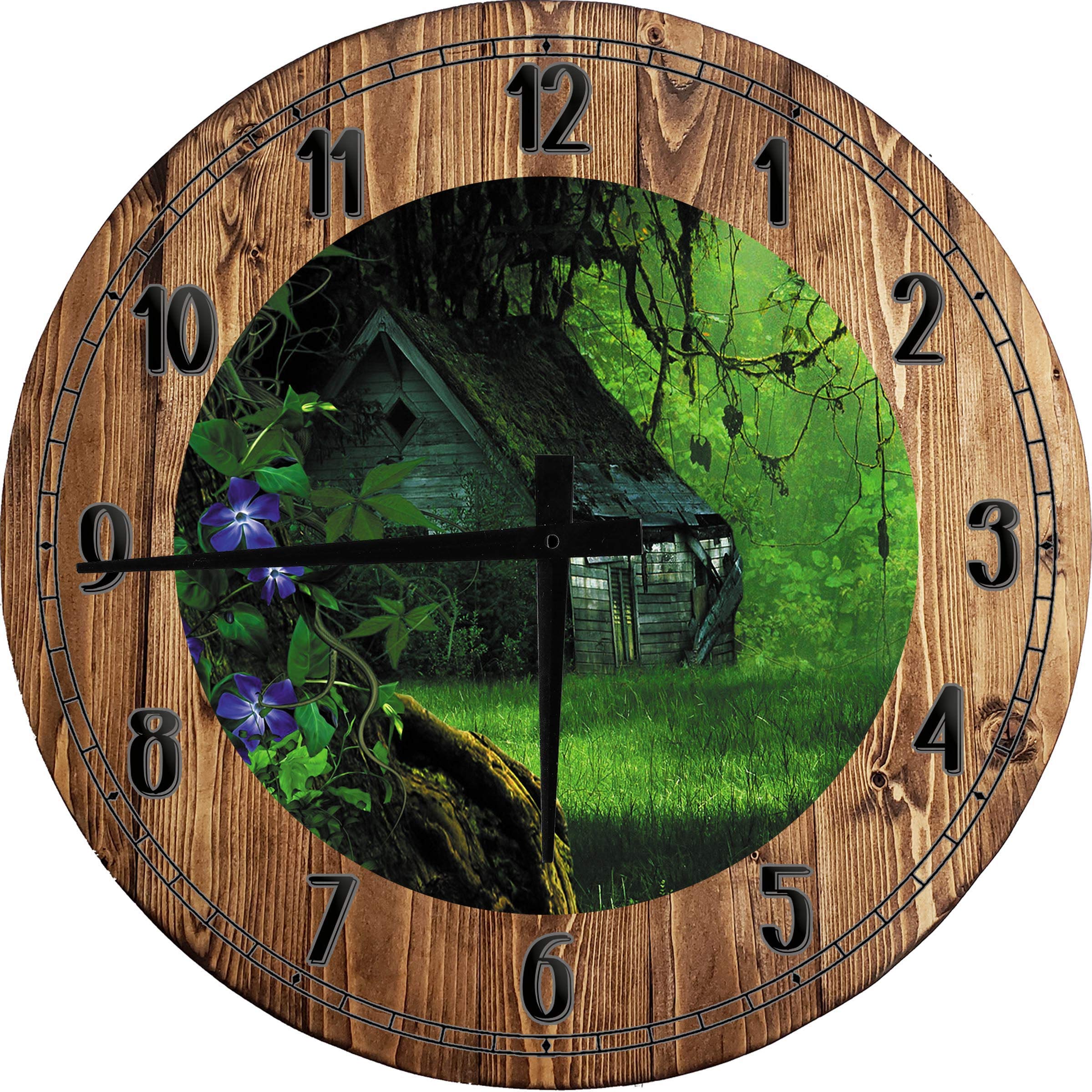 Large 18 Inch Round Wood Wall Clock - Rustic Barn House Decor for Living Room, Kitchen & Country Style Home