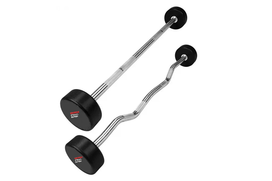 Warrior Urethane Pro Style Fixed Barbells - Premium Weightlifting Equipment for Home & Commercial Gyms - Perfect for Strength Training, CrossFit, and Powerlifting Workouts