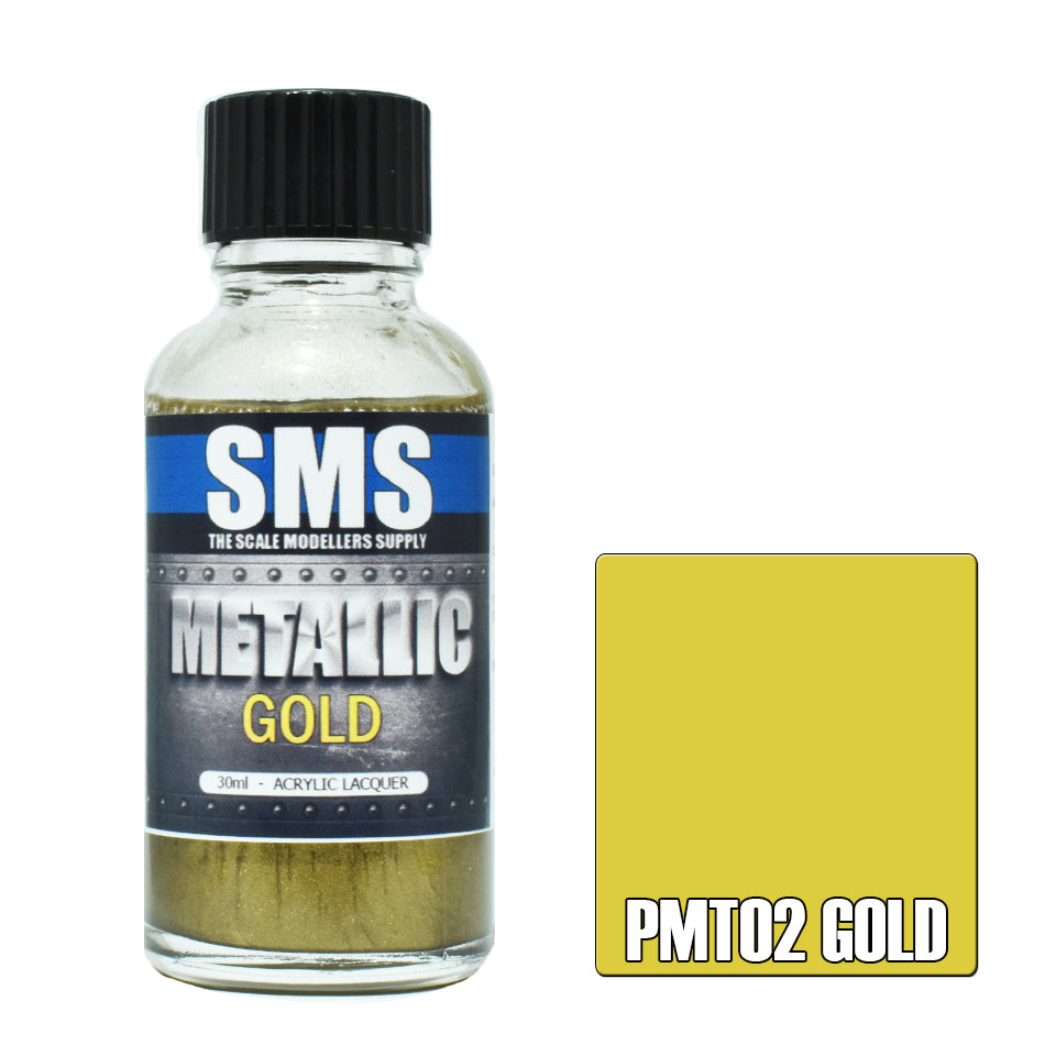 Metallic Gold Acrylic Airbrush Paint - 30ML High-Quality Lacquer for Scale Modelers & Hobbyists - Perfect for Miniatures, Warhammer, and DIY Craft Projects
