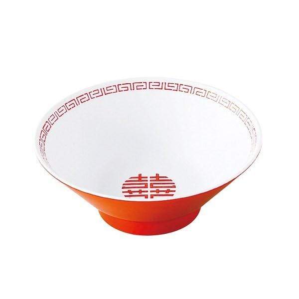 Entec Zuishou Melamine Double Happiness Ramen Noodle Bowl - 1100ml Large Capacity, Durable & Microwave Safe - Perfect for Asian Noodles, Soup, and Home Dining