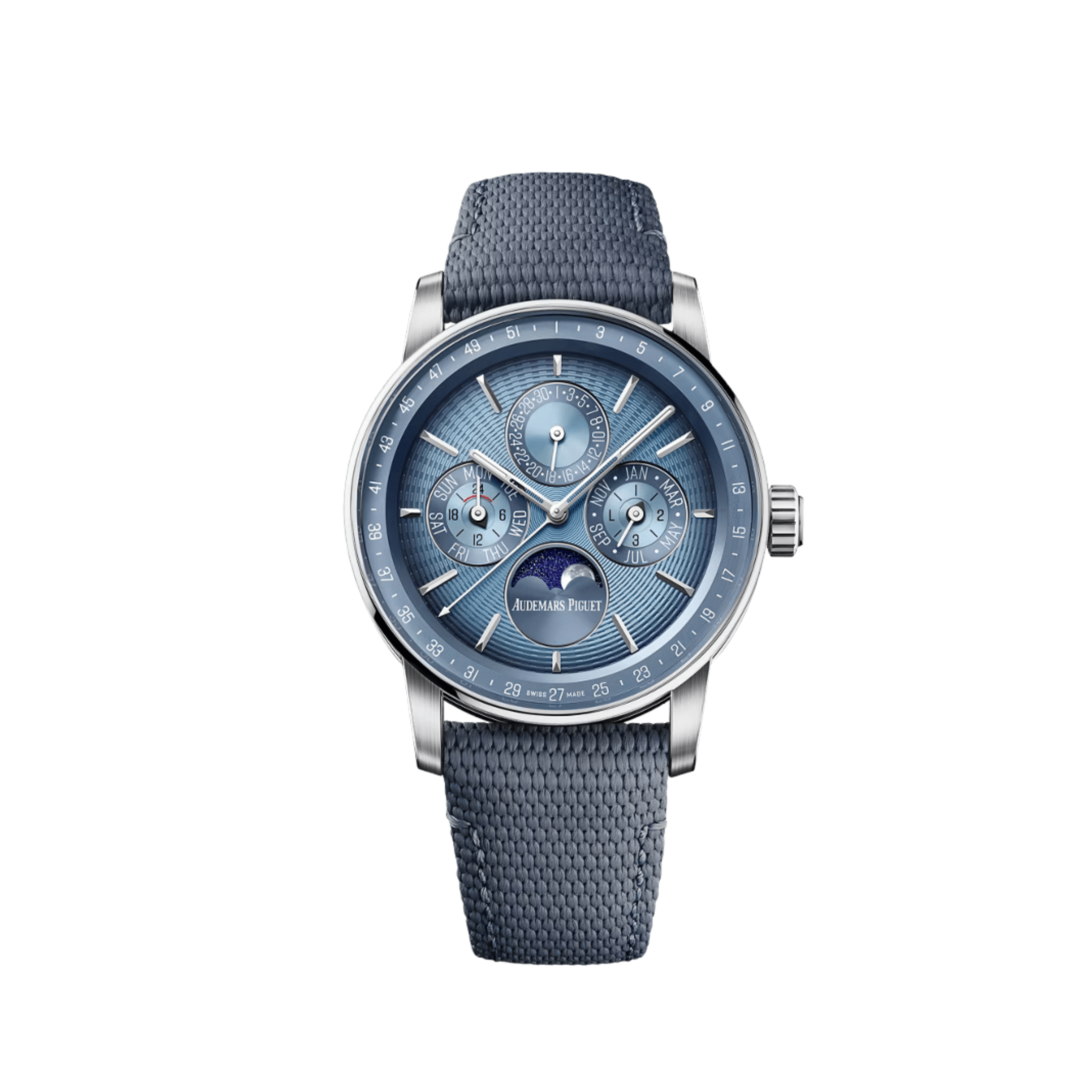 Audemars Piguet Code 11.59 Perpetual Calendar Watch 26494BC.OO.D350KB.01 - 18K White Gold Case, Blue Dial, Swiss Luxury Timepiece for Men - Perfect for Business Meetings & Special Occasions