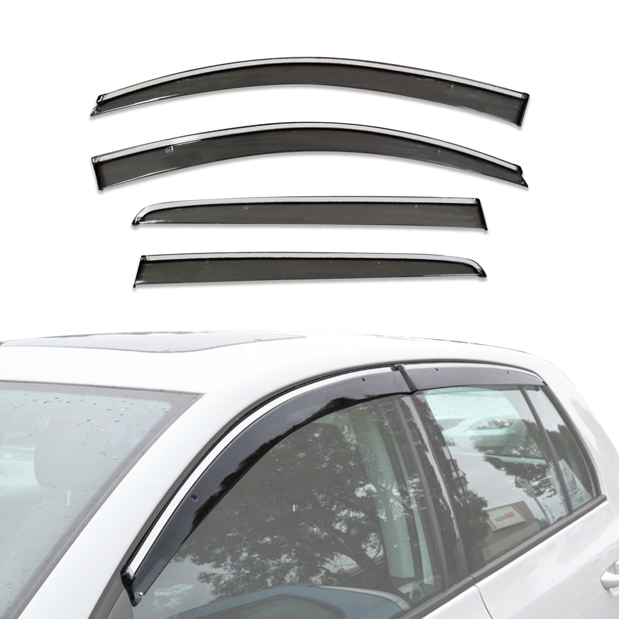 Volkswagen Golf MK6 (2009-2013) Stainless Steel Window Visors & Weather Deflectors - Perfect for Rain Protection & Enhanced Style on Hatchback Models