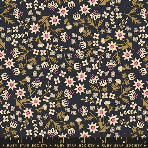 Favorite Flowers Ruby Star Society RS5146 15 - Soft Black Inflorescence Fabric for Quilting, Sewing & Home Decor Projects