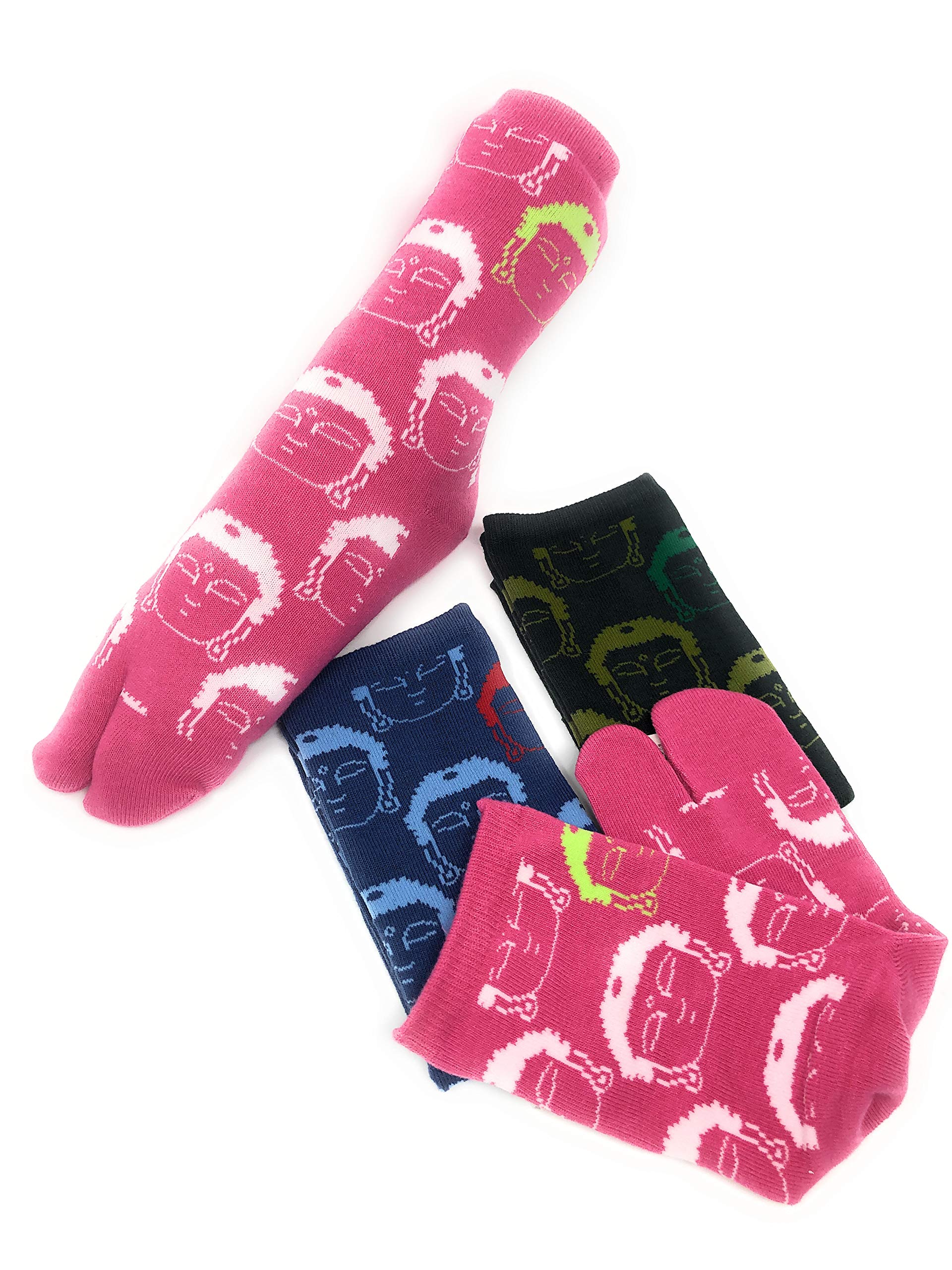 3 Pairs Japanese Tabi-Ji Split Toe Socks for Women - US Size 5.5-7.5 (23-25cm) - Traditional Comfort Socks for Yoga, Martial Arts & Indoor Activities - Made in Japan