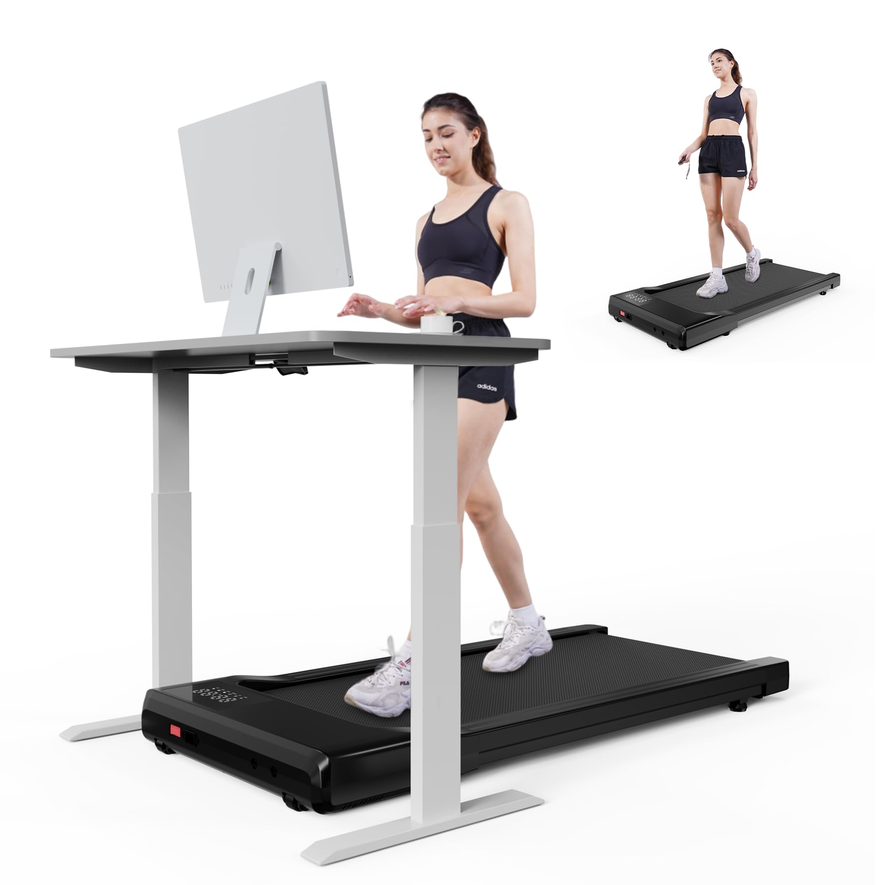 SupeRun 3-in-1 Under Desk Treadmill - Portable Walking Pad with Remote Control & LED Display | 2.5HP Quiet Jogging Machine for Home & Office | Supports 250 Lbs | Perfect for Workouts, Home Gym & Small Spaces