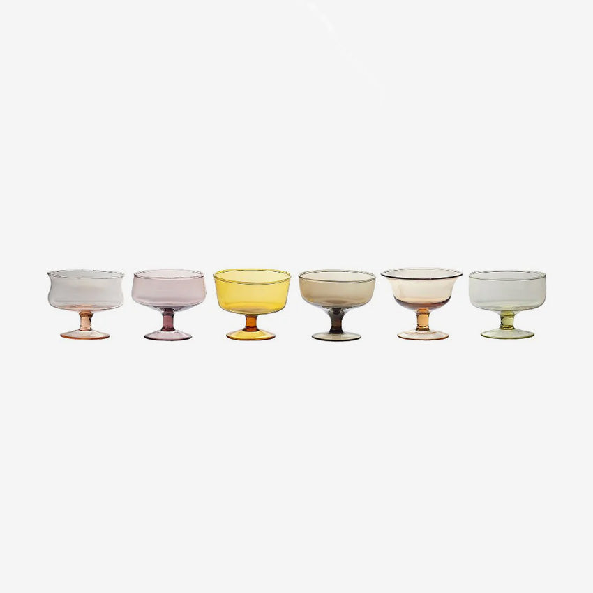 Bitossi Home Nuance Assorted Ice Cream Cups - Set of 6 Ceramic Dessert Bowls for Gelato, Sorbet & Fruit - Perfect for Parties, Ice Cream Shops & Home Entertaining