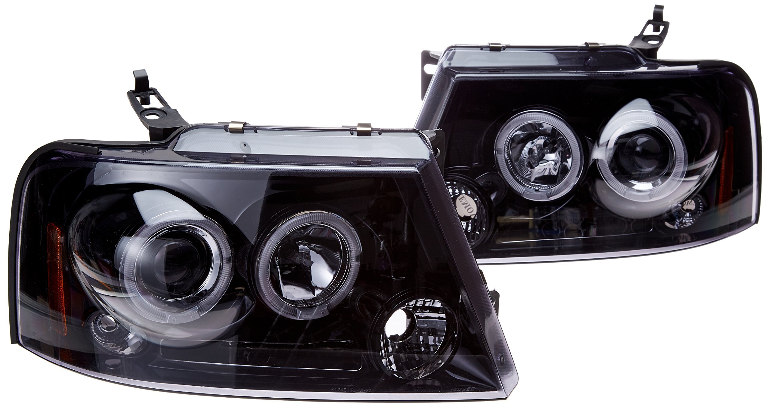 Premium Dual Halo LED Projector Headlights - Glossy Black - Compatible with 2004-2008 Ford F-150 (F150) Models - Enhanced Night Visibility & Stylish Upgrade for Off-Roading & Daily Driving